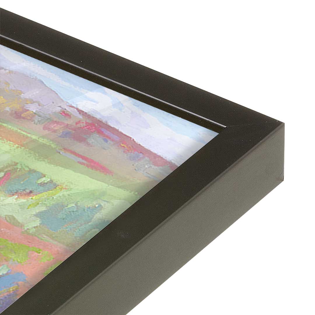 [Color:Satin Black], Picture of art in a Satin Black frame at an angle