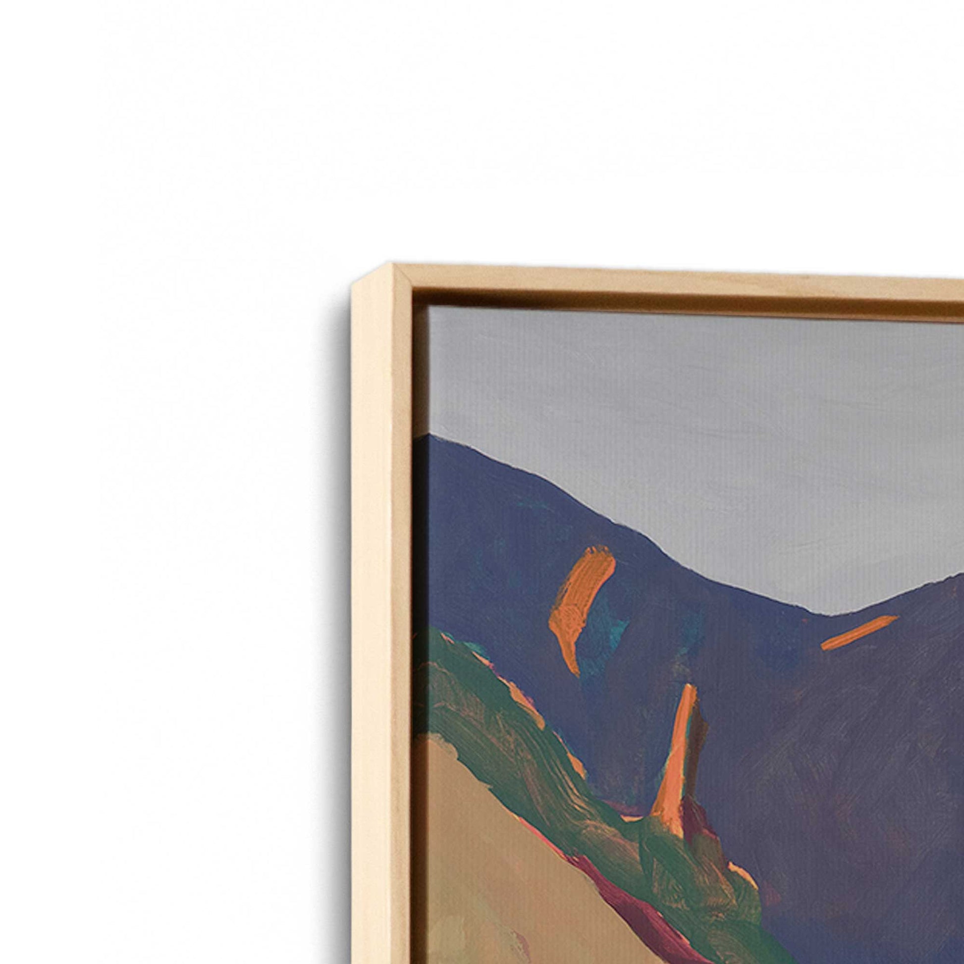 [Color:American Maple], Picture of art in a American Maple frame at an angle