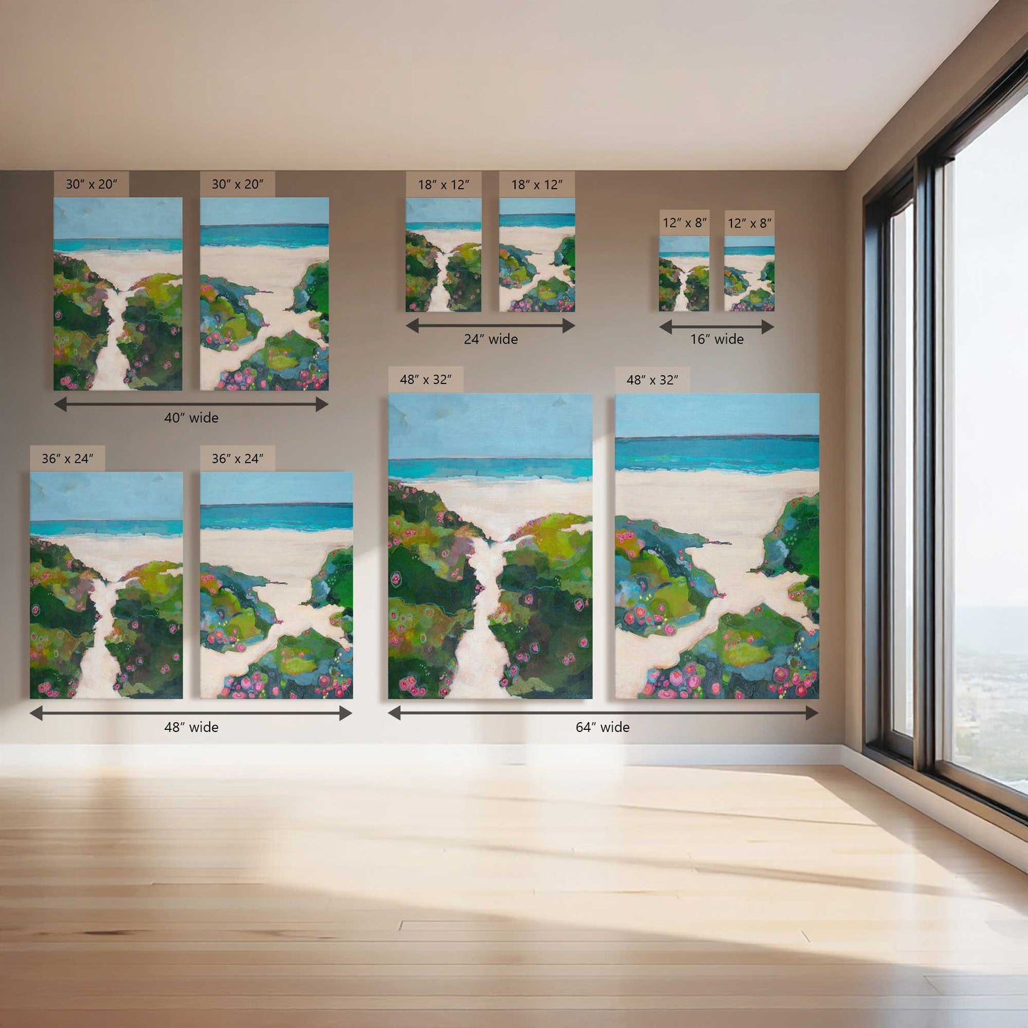 Beachy Bloom Trail, Set of 2 Canvas Prints