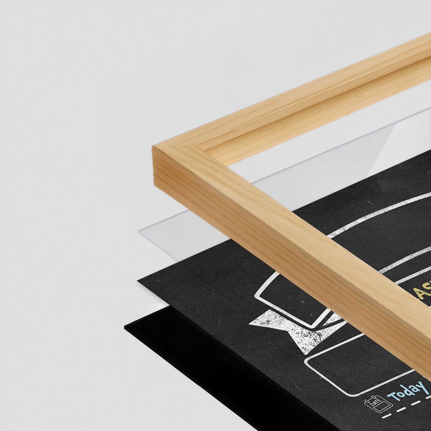 [Color:American Maple], Picture of art in a American Maple frame at an angle