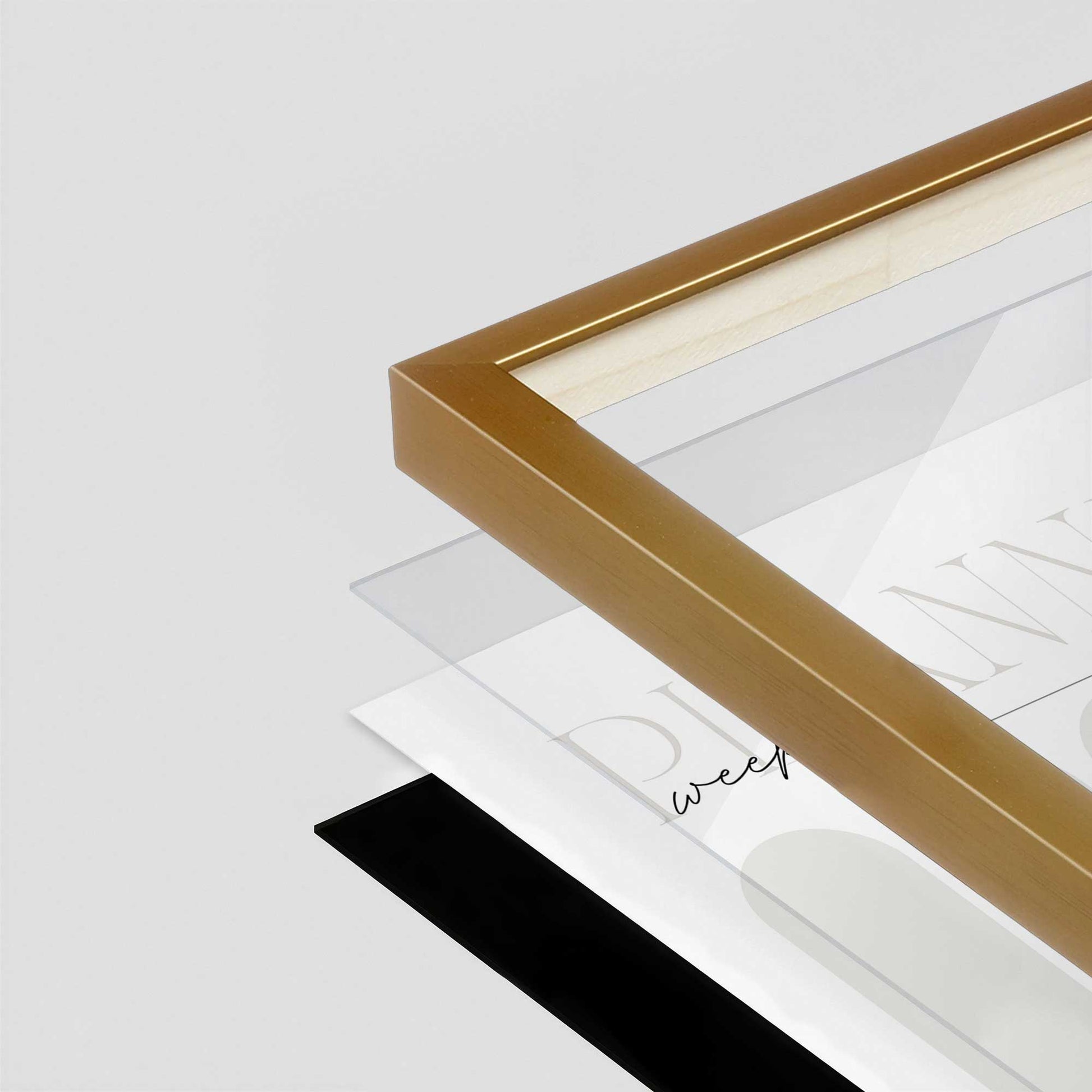 [Color:Polished Gold], Picture of art in a Polished Gold frame at an angle