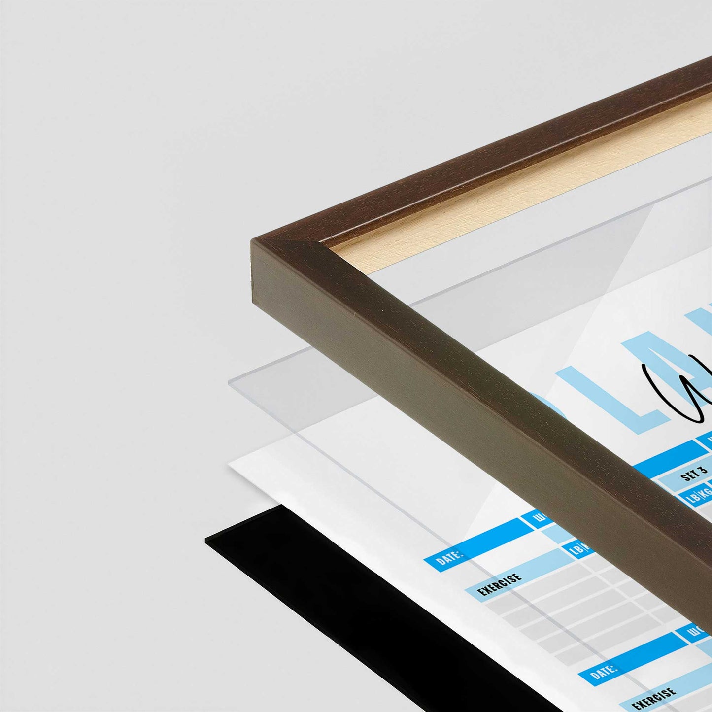 [Color:Belvinder Brown], Picture of art in a Belvinder Brown frame at an angle