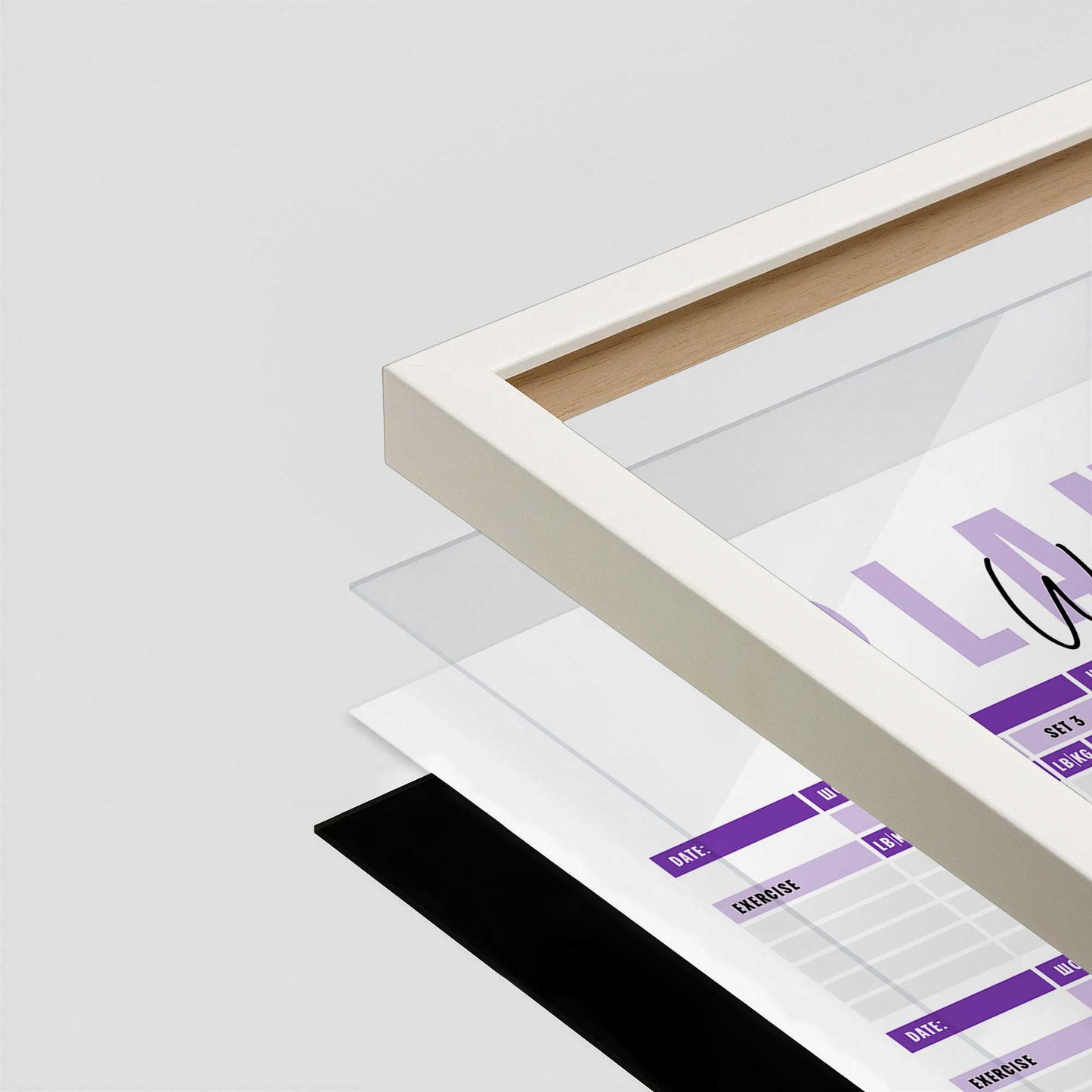 [Color:Opaque White], Picture of art in a Opaque White frame at an angle