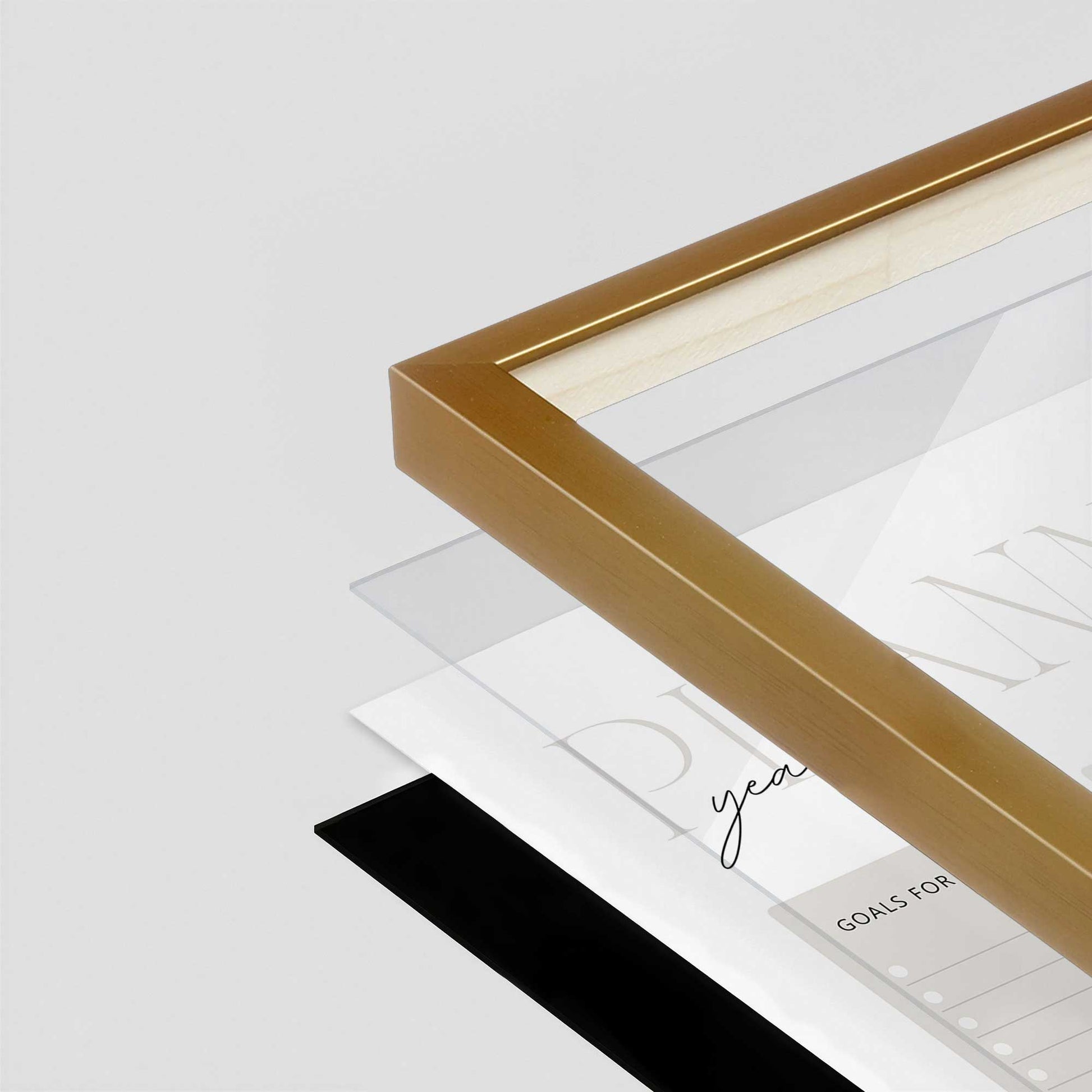 [Color:Polished Gold], Picture of art in a Polished Gold frame at an angle