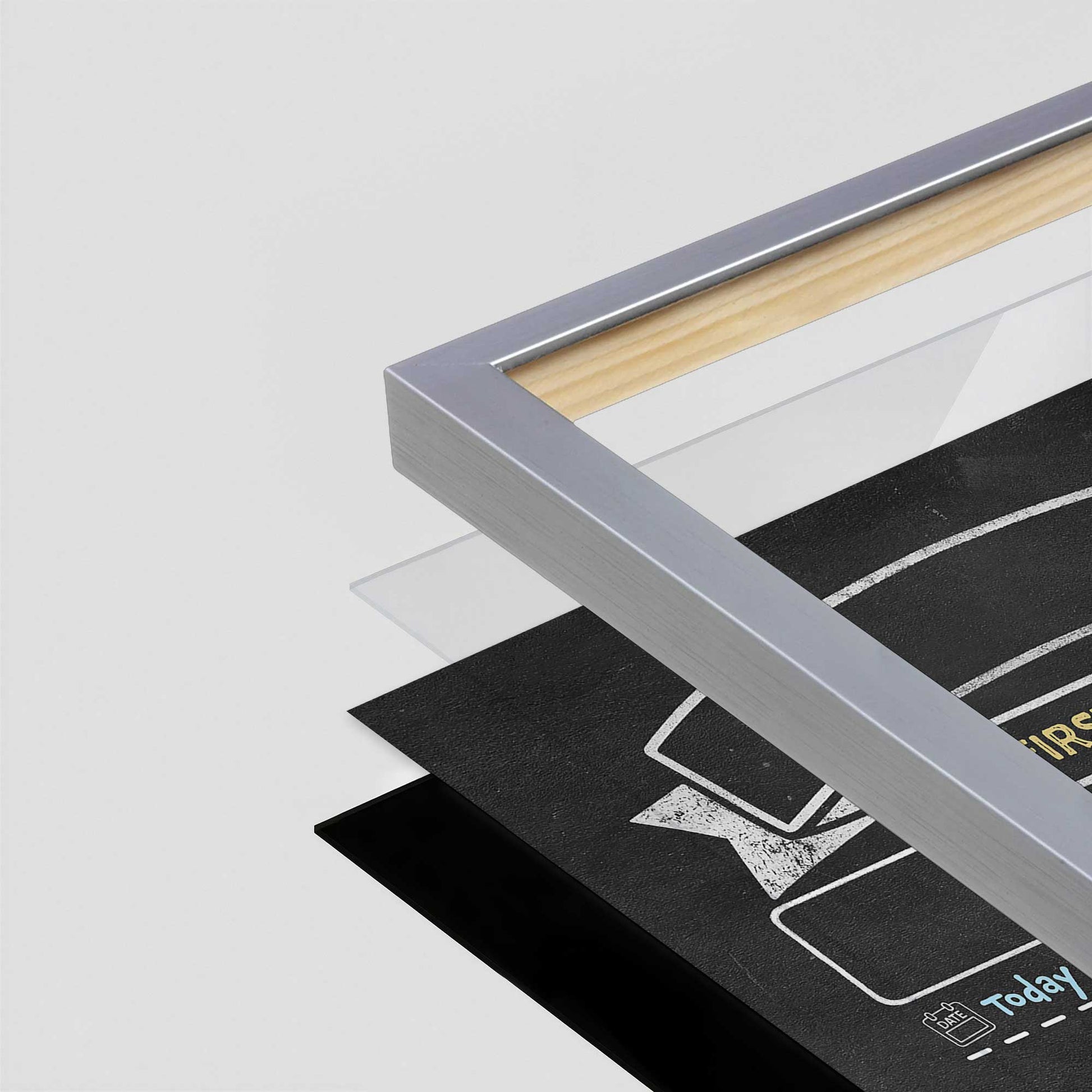[Color:Polished Chrome], Picture of art in a Polished Chrome frame of the corner