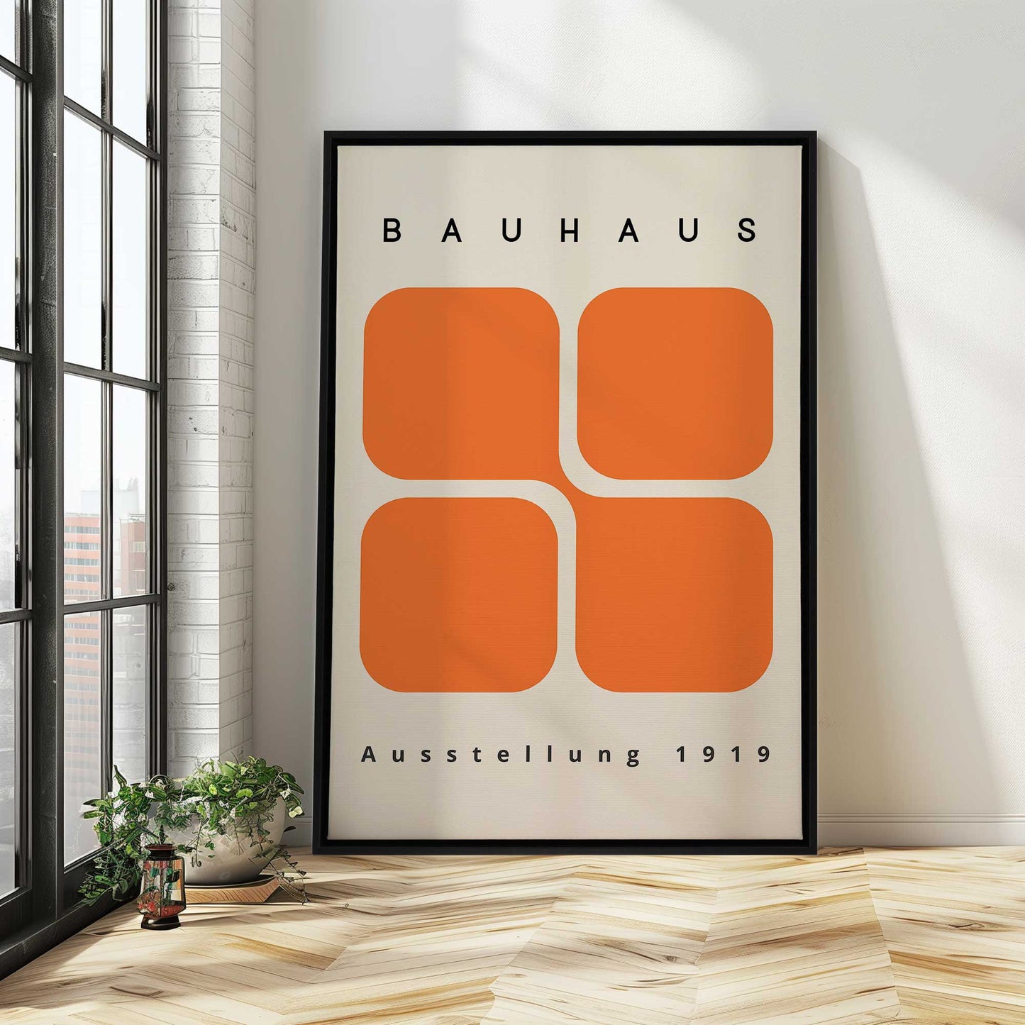 Bright Orange Bauhaus Blocks Canvas Print