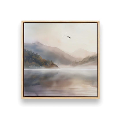 Misty Morning Lake Duo v2 Art Print, Set of 2