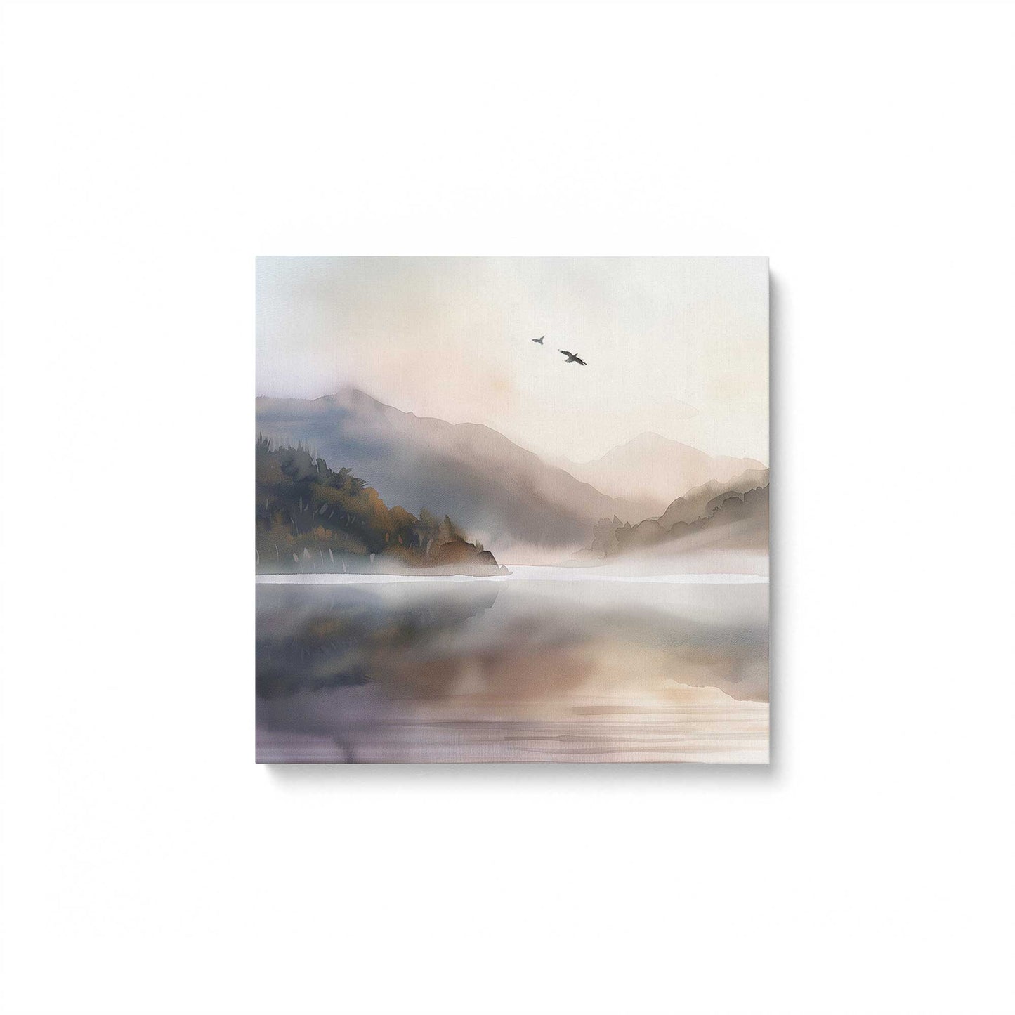Misty Morning Lake Duo v2 Art Print, Set of 2
