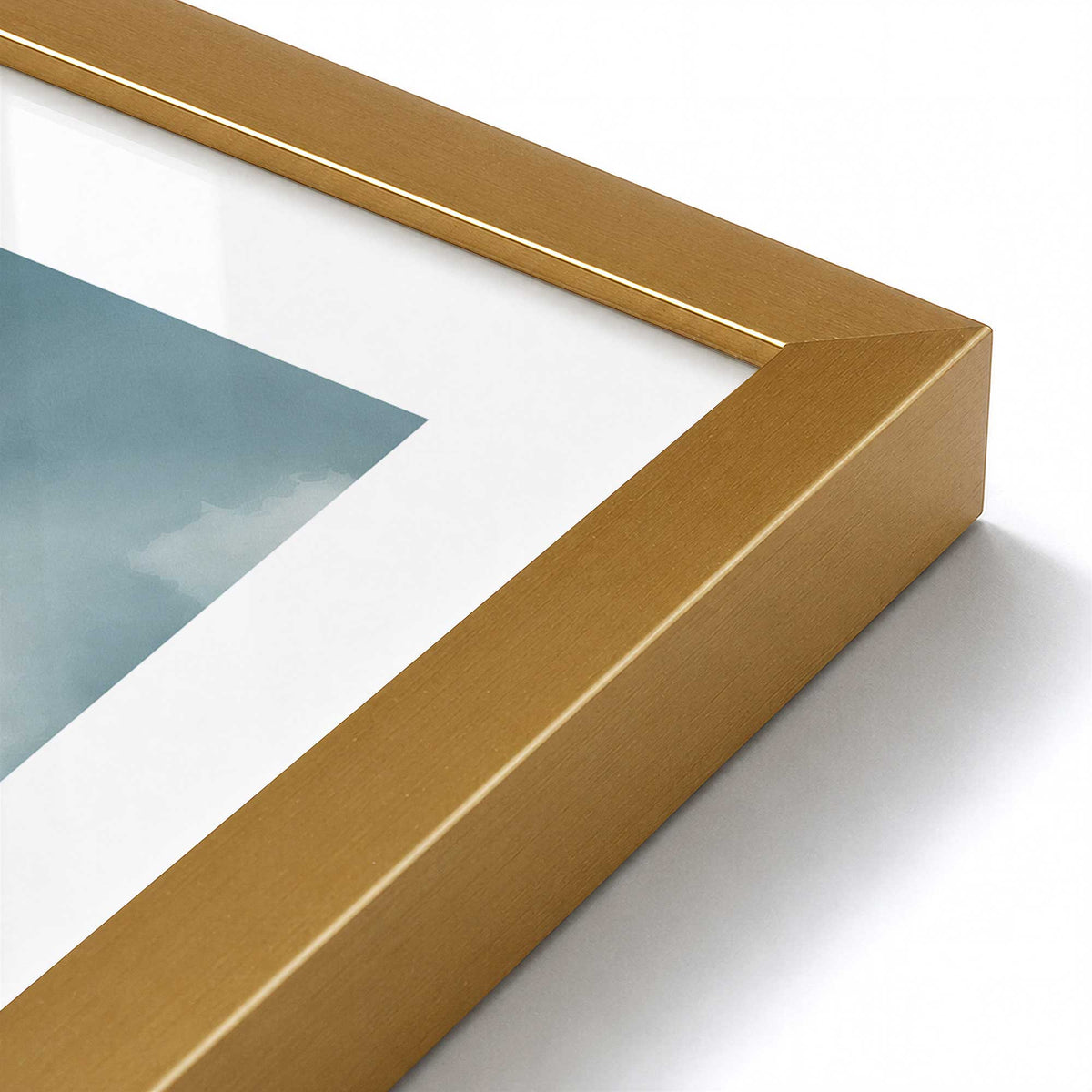 [Color:Polished Gold], Picture of art in a Polished Chrome frame at an angle