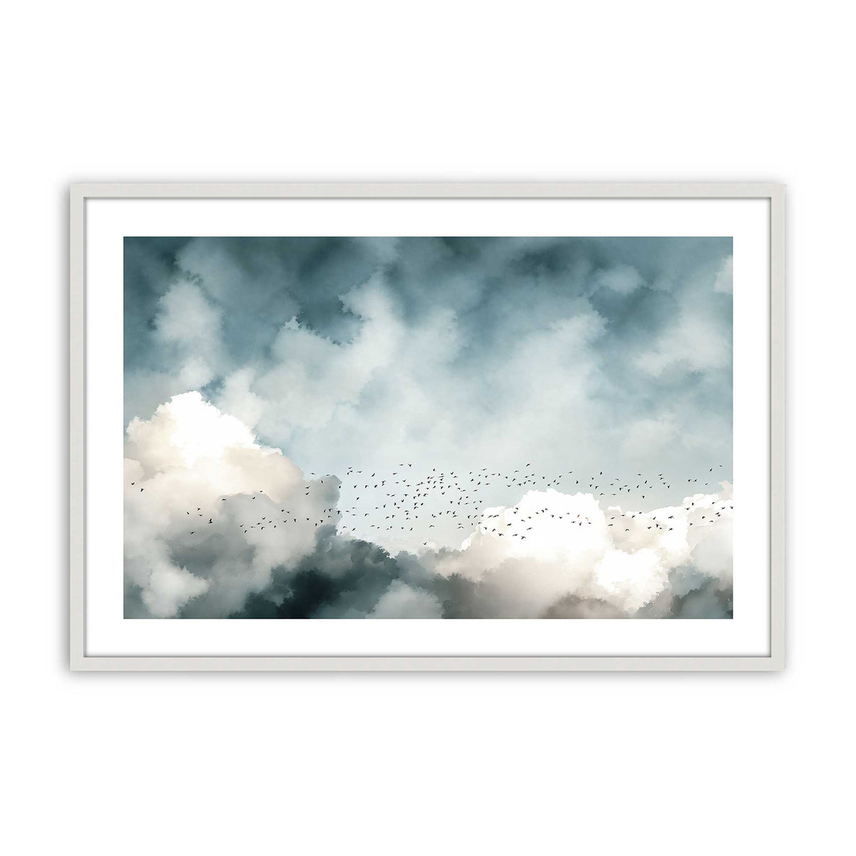 [Color:Opaque White], Picture of art in a Polished Chrome frame