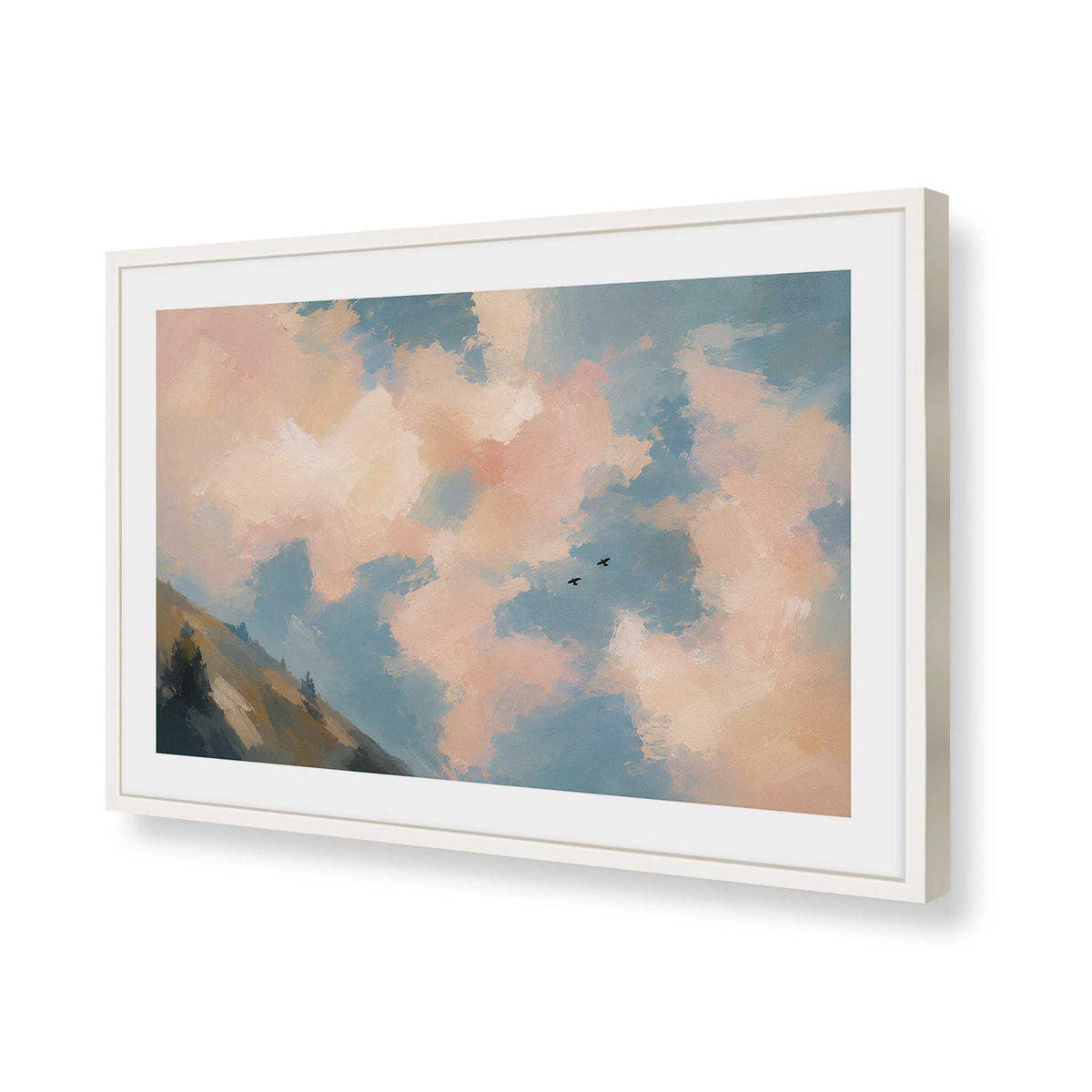 [Color:Opaque White], Picture of art in a Polished Chrome frame of the corner