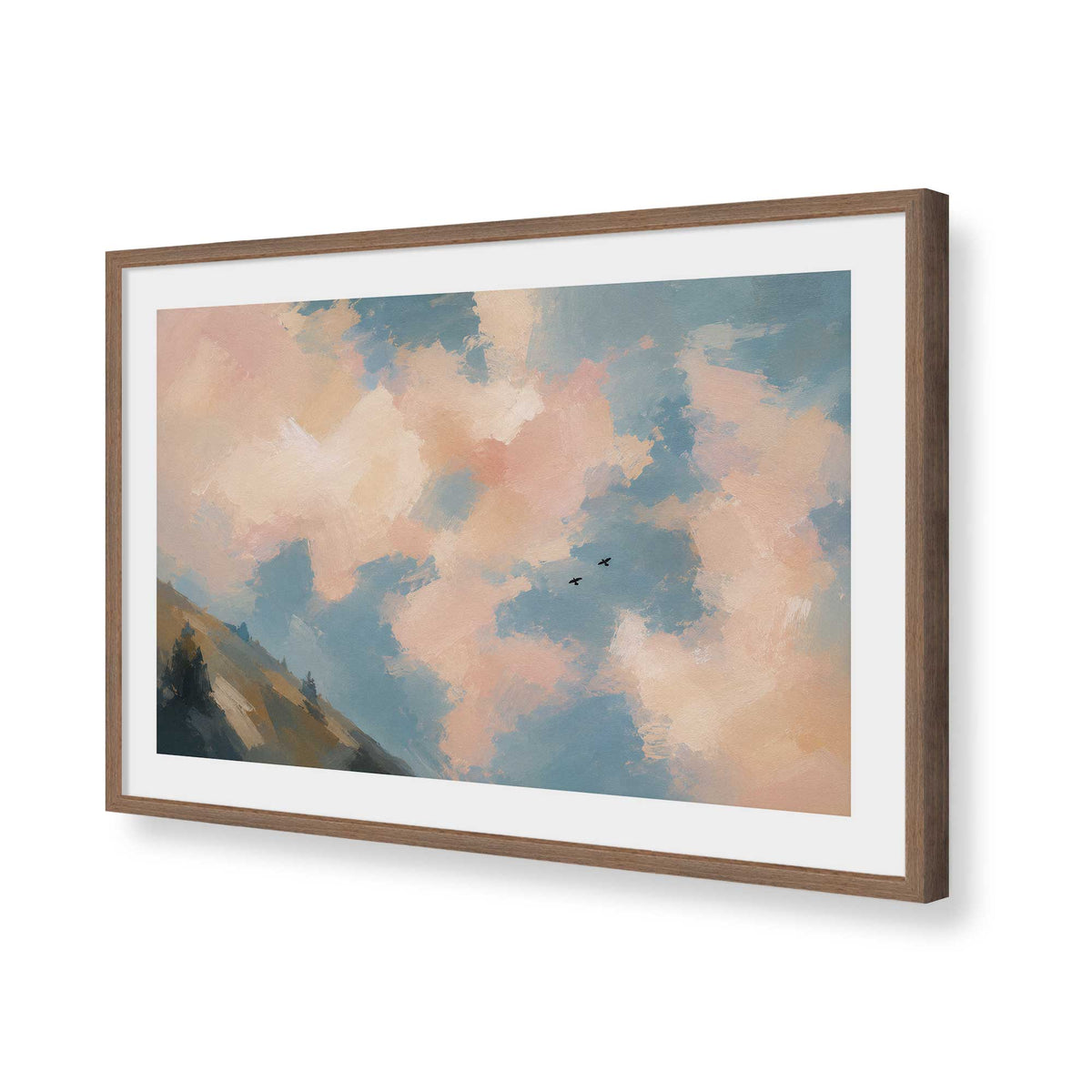 [Color:Walnut], Picture of art in a Polished Chrome frame of the corner