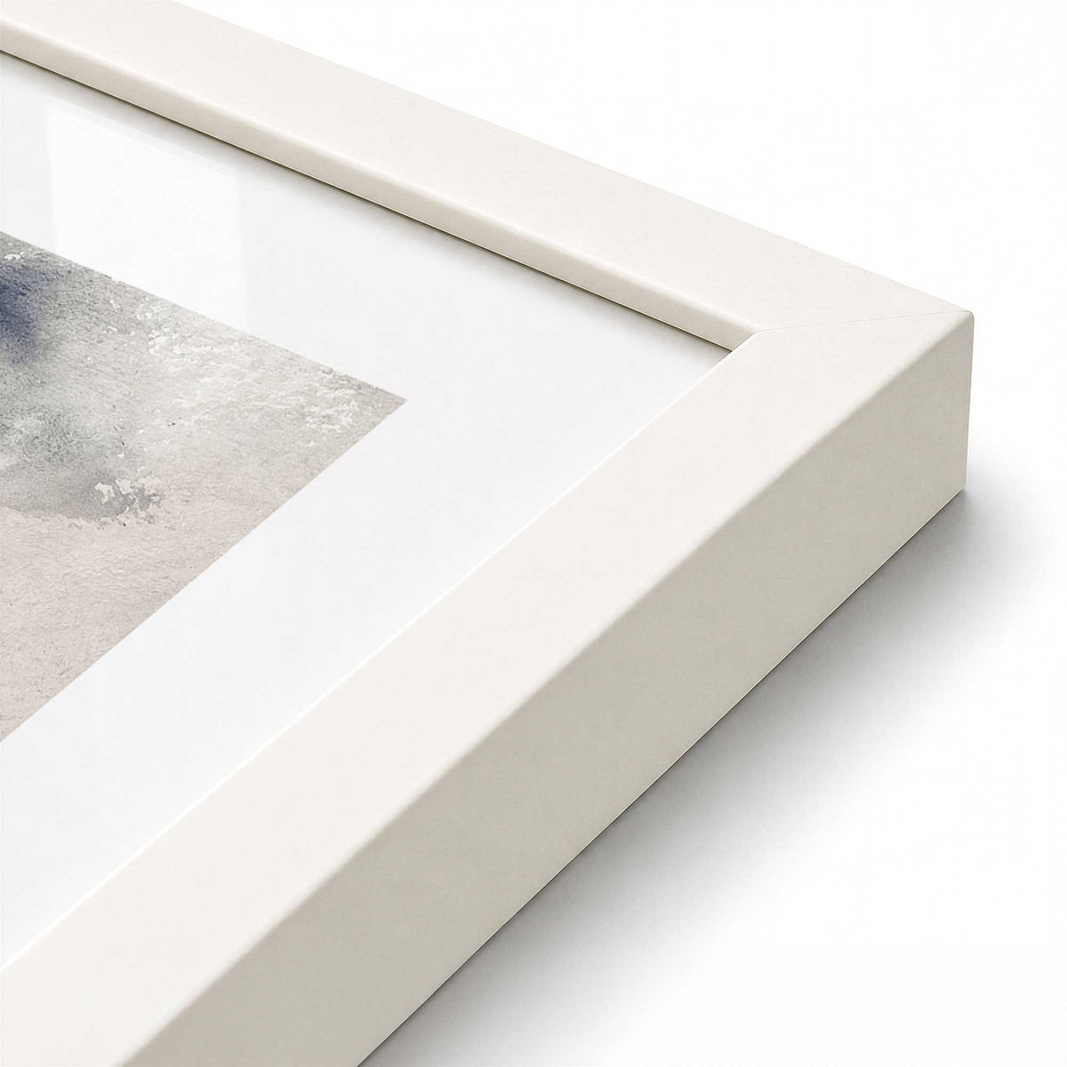 [Color:Opaque White], Picture of art in a Polished Chrome frame at an angle