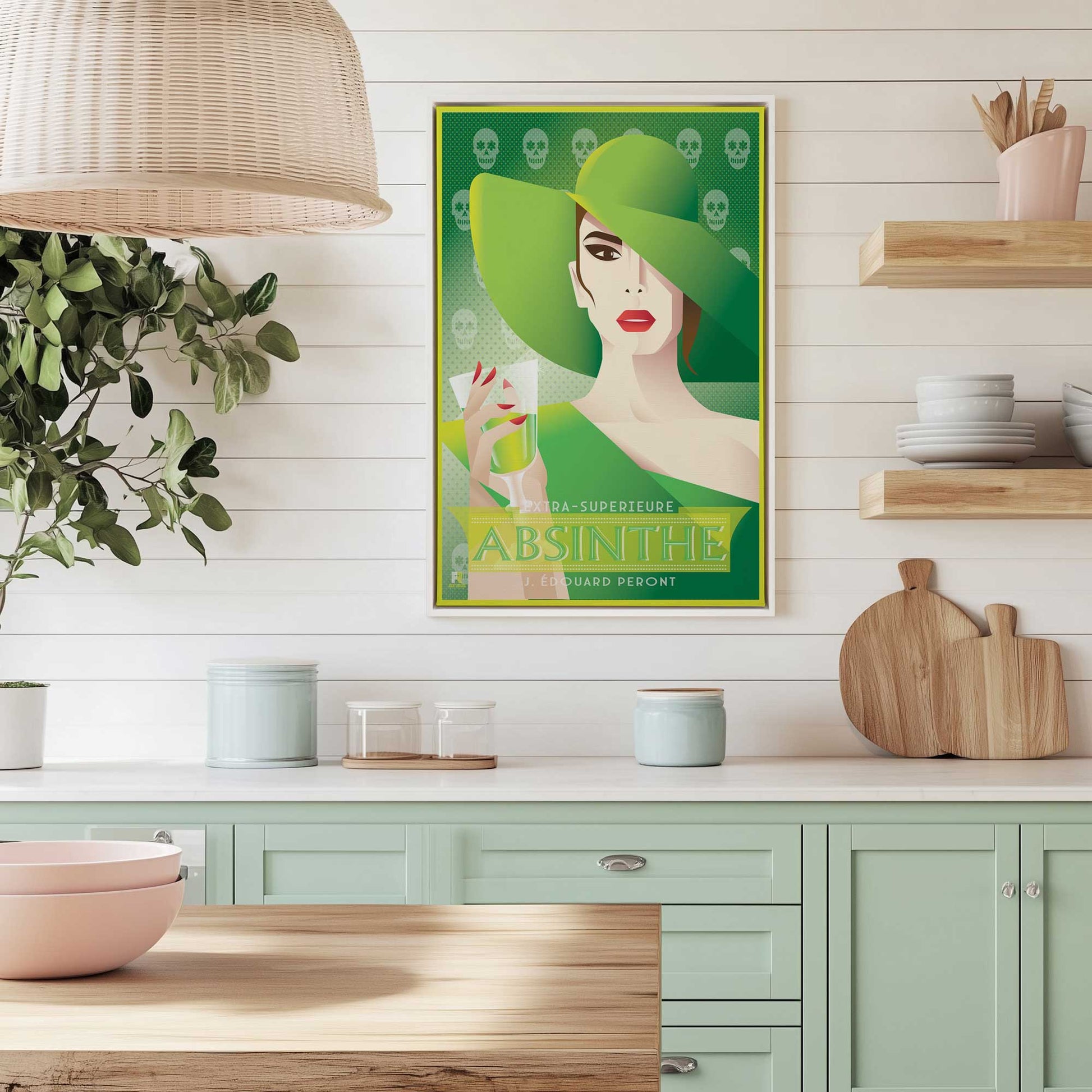 [Color:Opaque White], Picture of art in a White frame at an angle