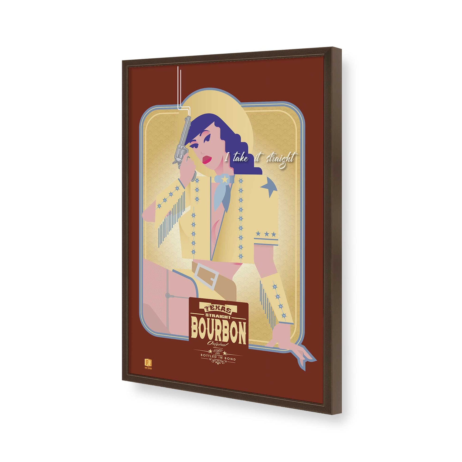 [Color:Brown], Picture of art in a Brown frame of the corner