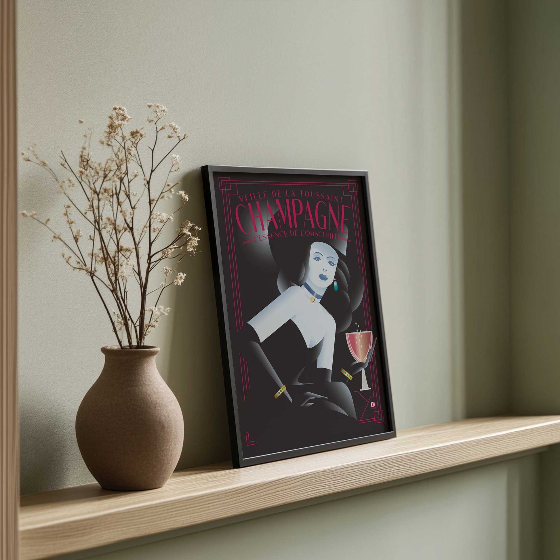 [Color:Polished Gold], Picture of art in a Polished Gold frame at an angle
