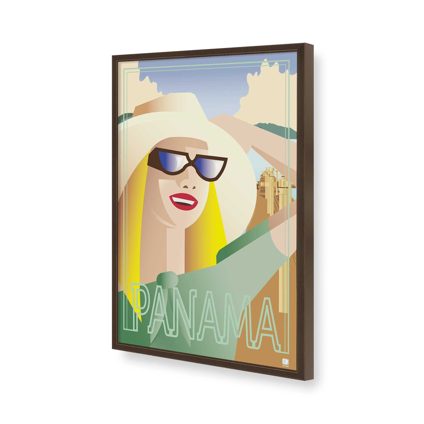 [Color:Brown], Picture of art in a Brown frame of the corner