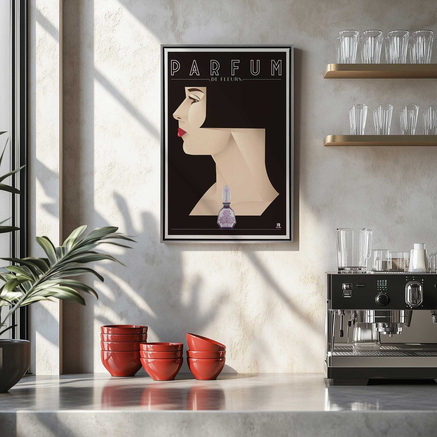 [Color:Polished Gold], Picture of art in a Polished Gold frame at an angle