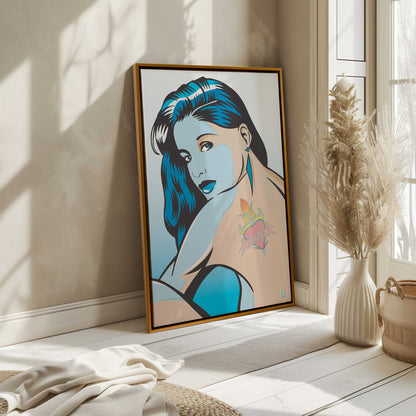 [Color:American Maple], Picture of art in a American Maple frame at an angle
