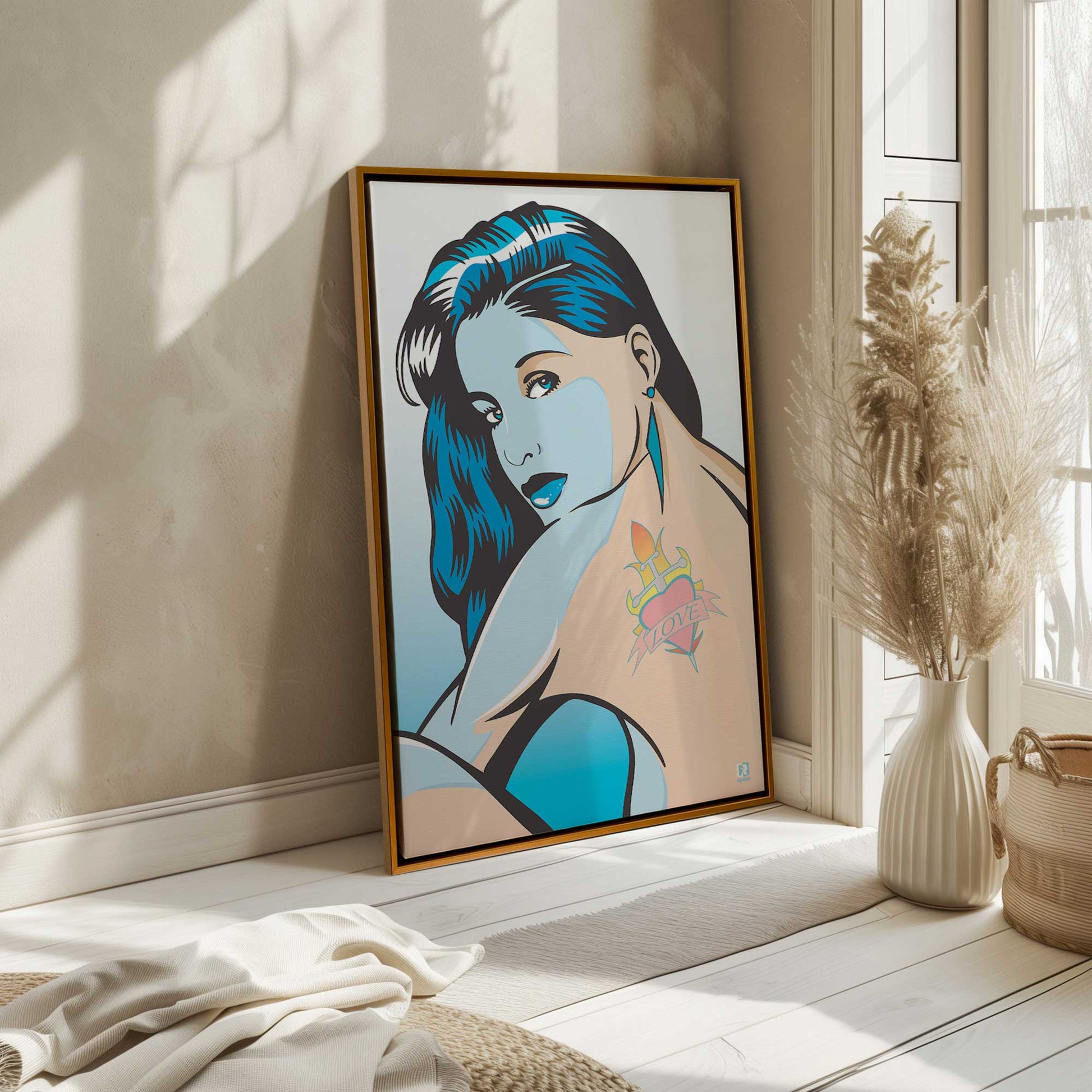 [Color:Walnut], Picture of art in a Walnut frame at an angle