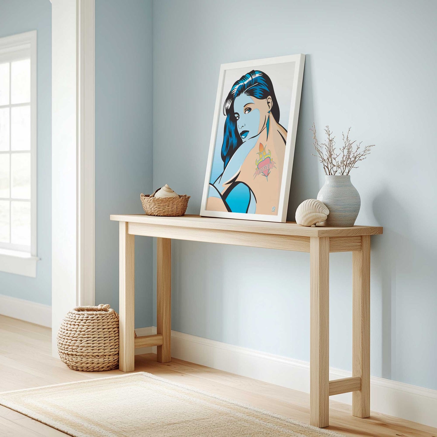 [Color:Polished Chrome], Picture of art in a Polished Chrome frame at an angle