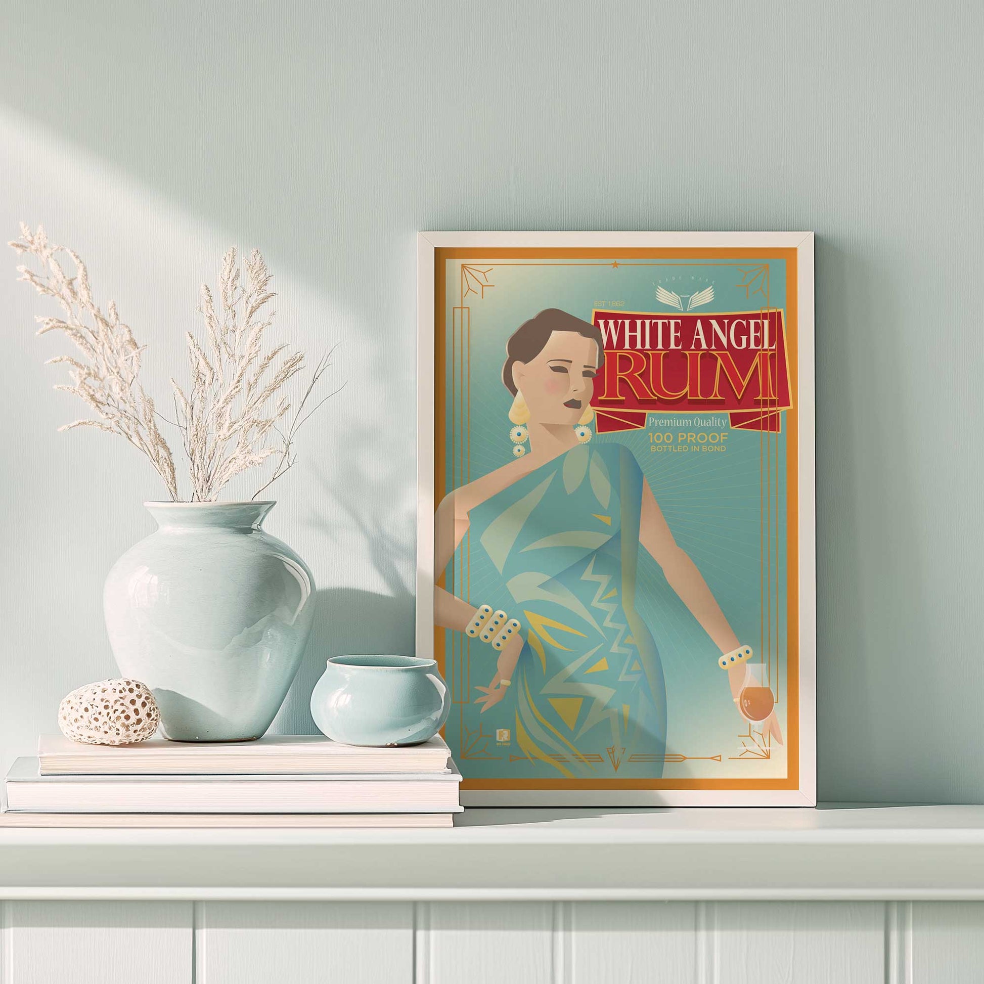 [Color:Polished Chrome], Picture of art in a Polished Chrome frame at an angle