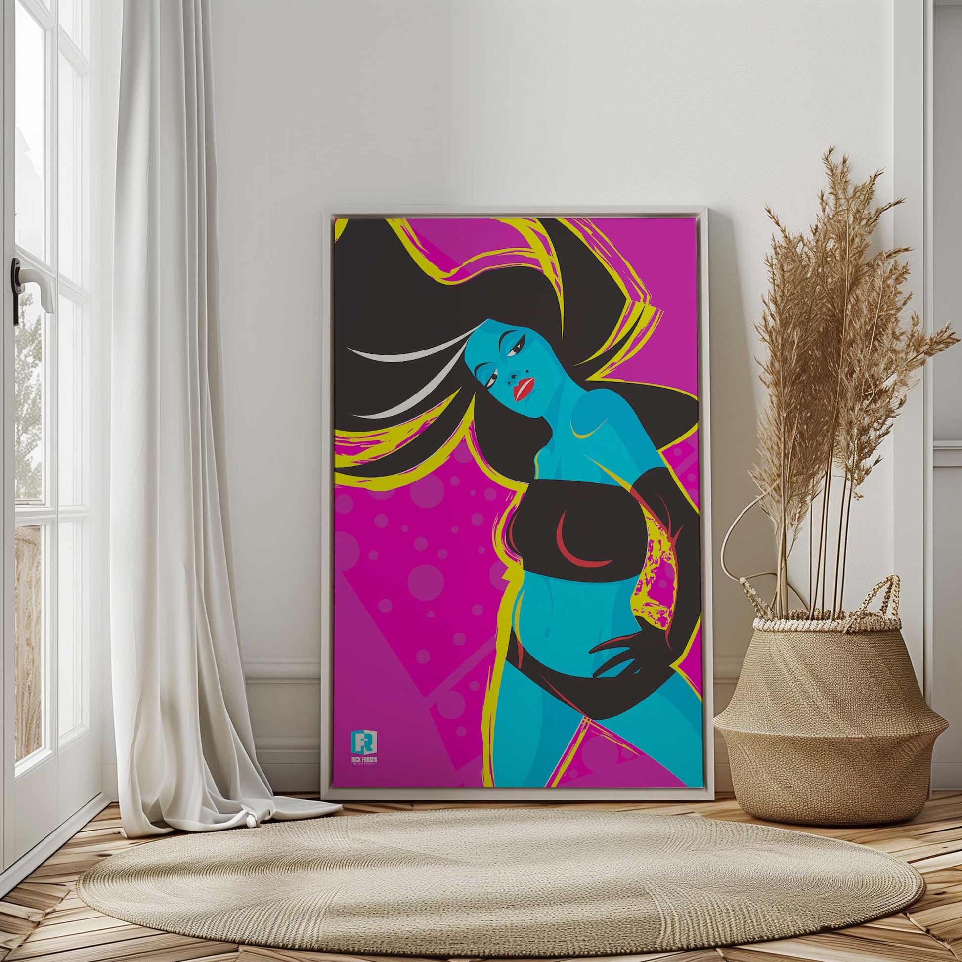 [Color:Polished Chrome], Picture of art in a Polished Chrome frame at an angle