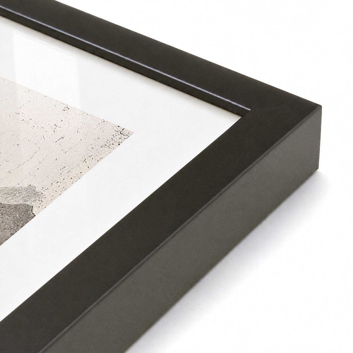 [Color:Satin Black], Picture of art in a Satin Black frame at an angle