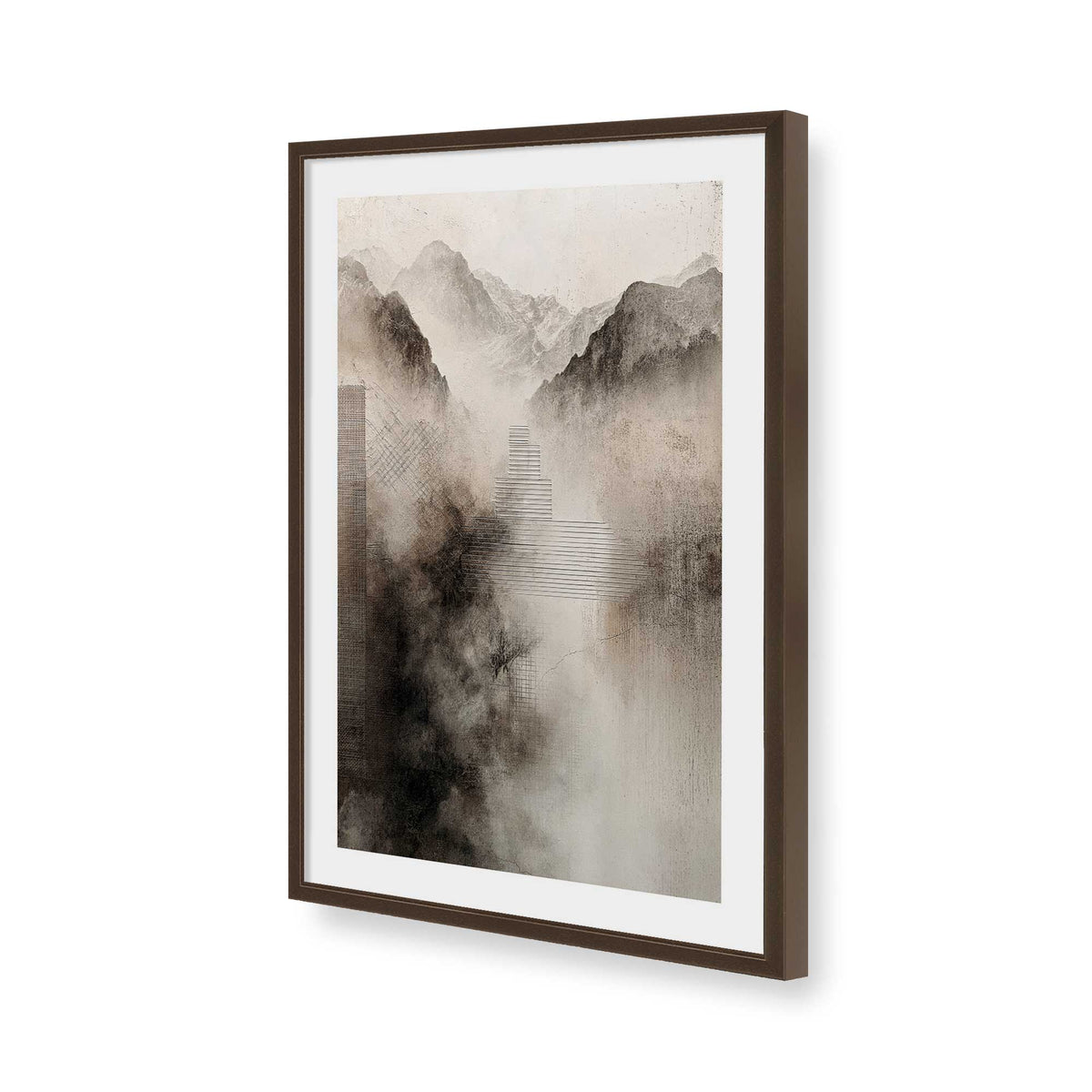 [Color:Brown], Picture of art in a Brown frame of the corner