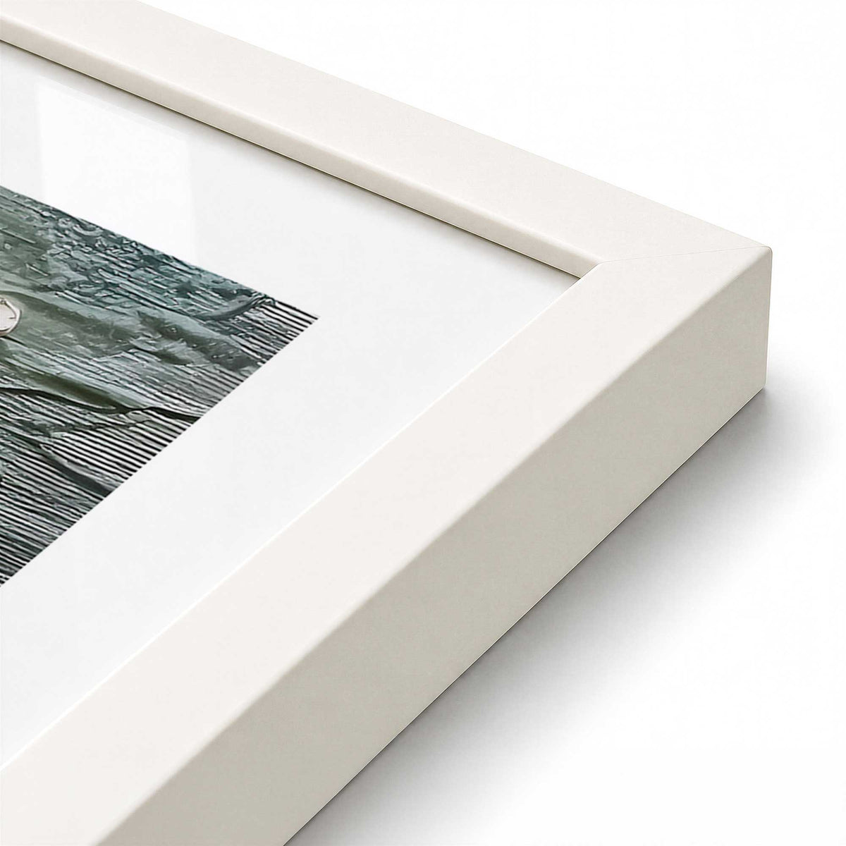 [Color:Opaque White], Picture of art in a Opaque White frame at an angle