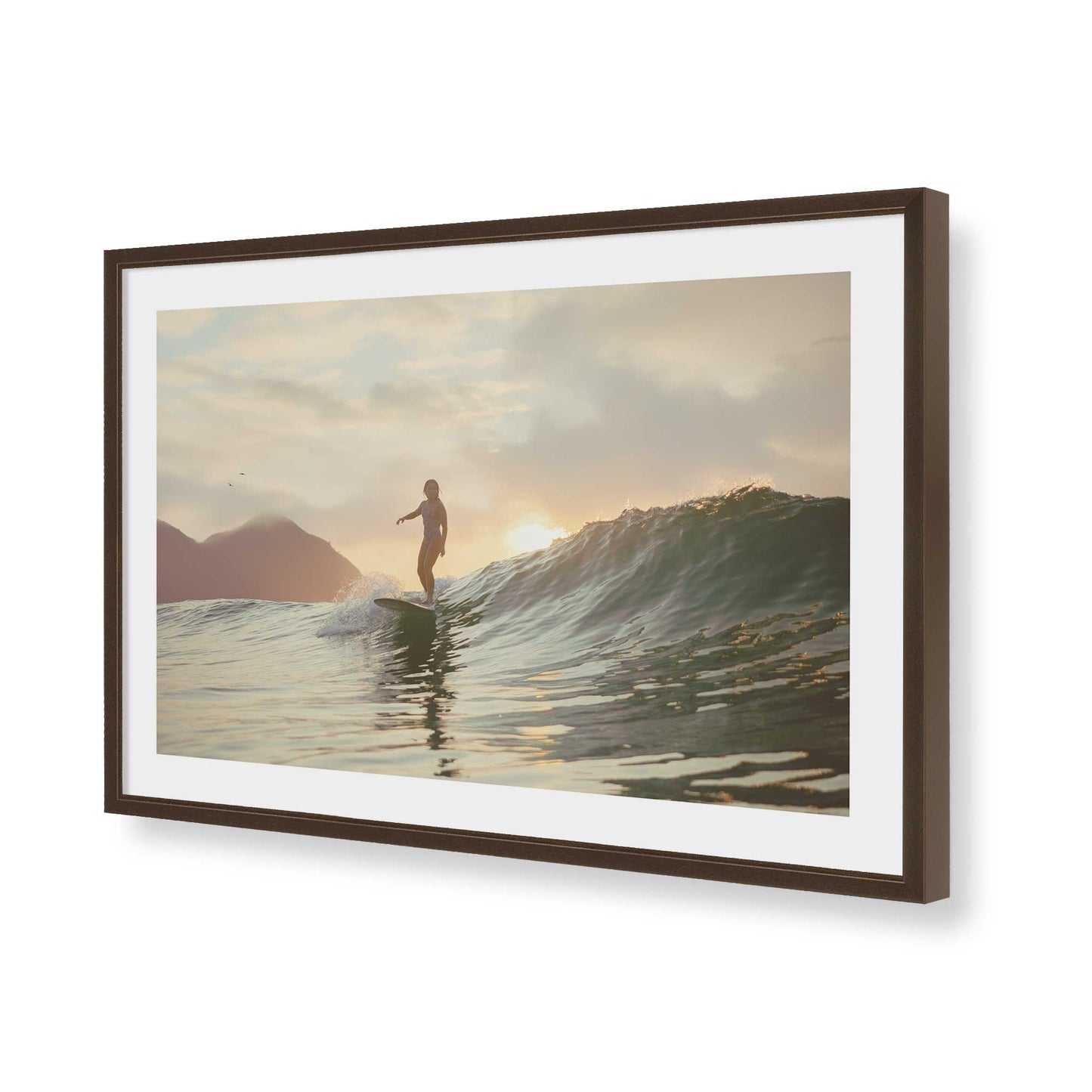 [Color:Brown], Picture of art in a Brown frame of the corner