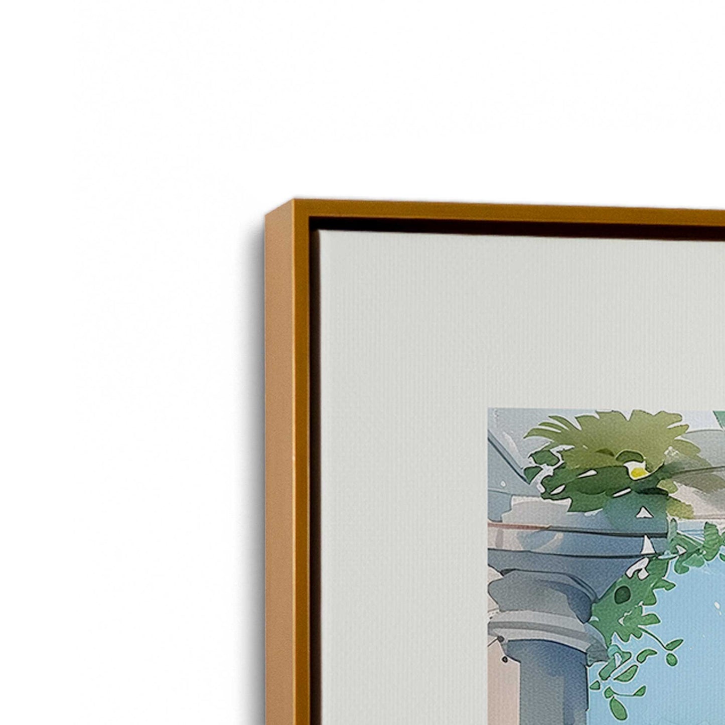 [Color:Polished Gold], Picture of art in a Polished Gold frame at an angle