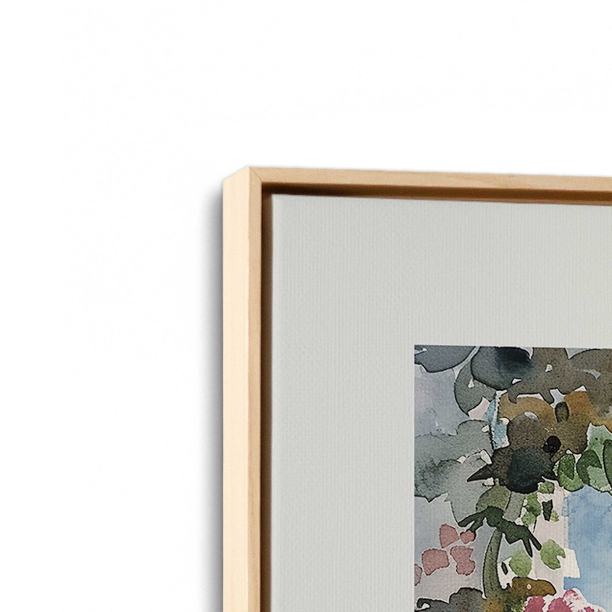 [Color:American Maple], Picture of art in a American Maple frame at an angle