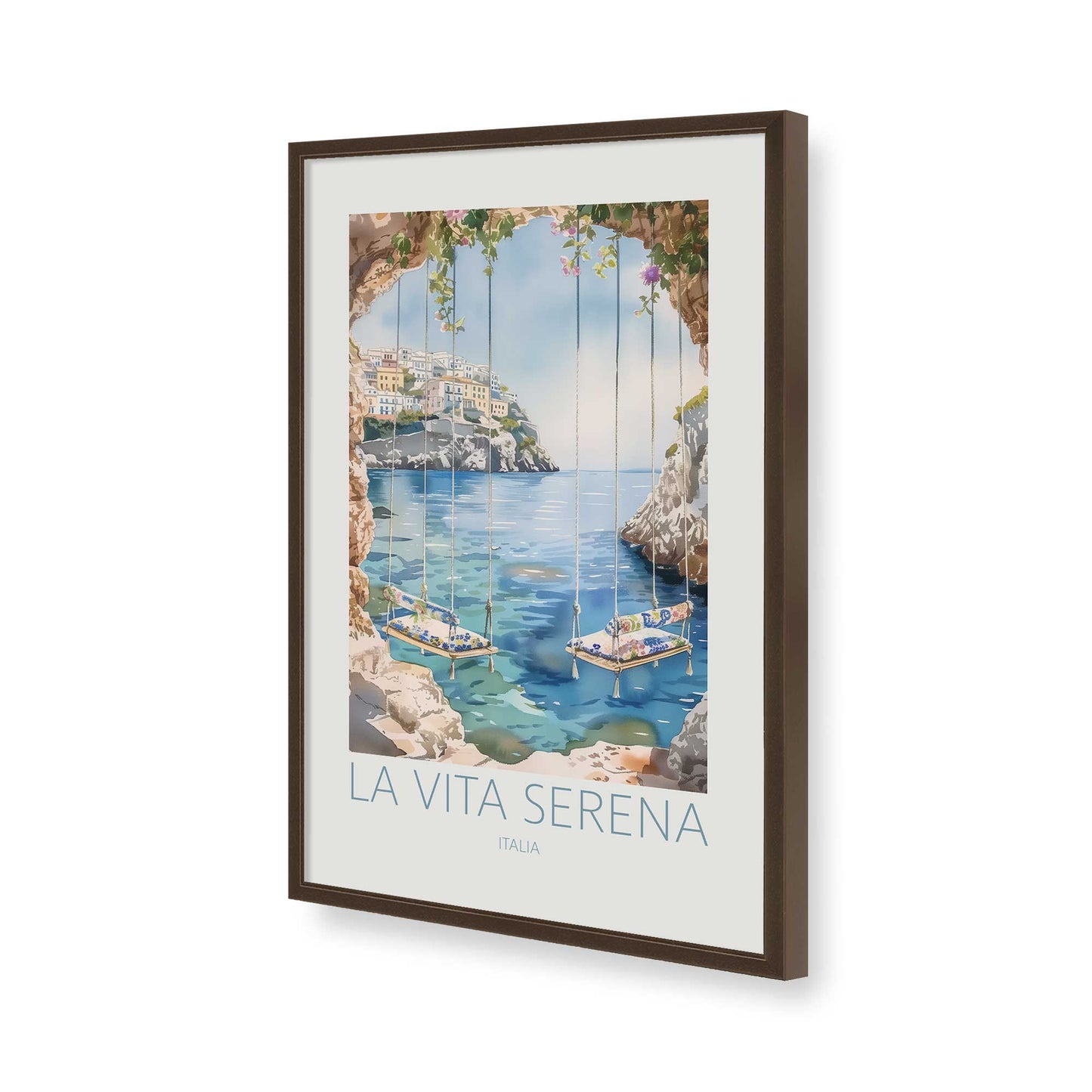 [Color:Brown], Picture of art in a Brown frame of the corner