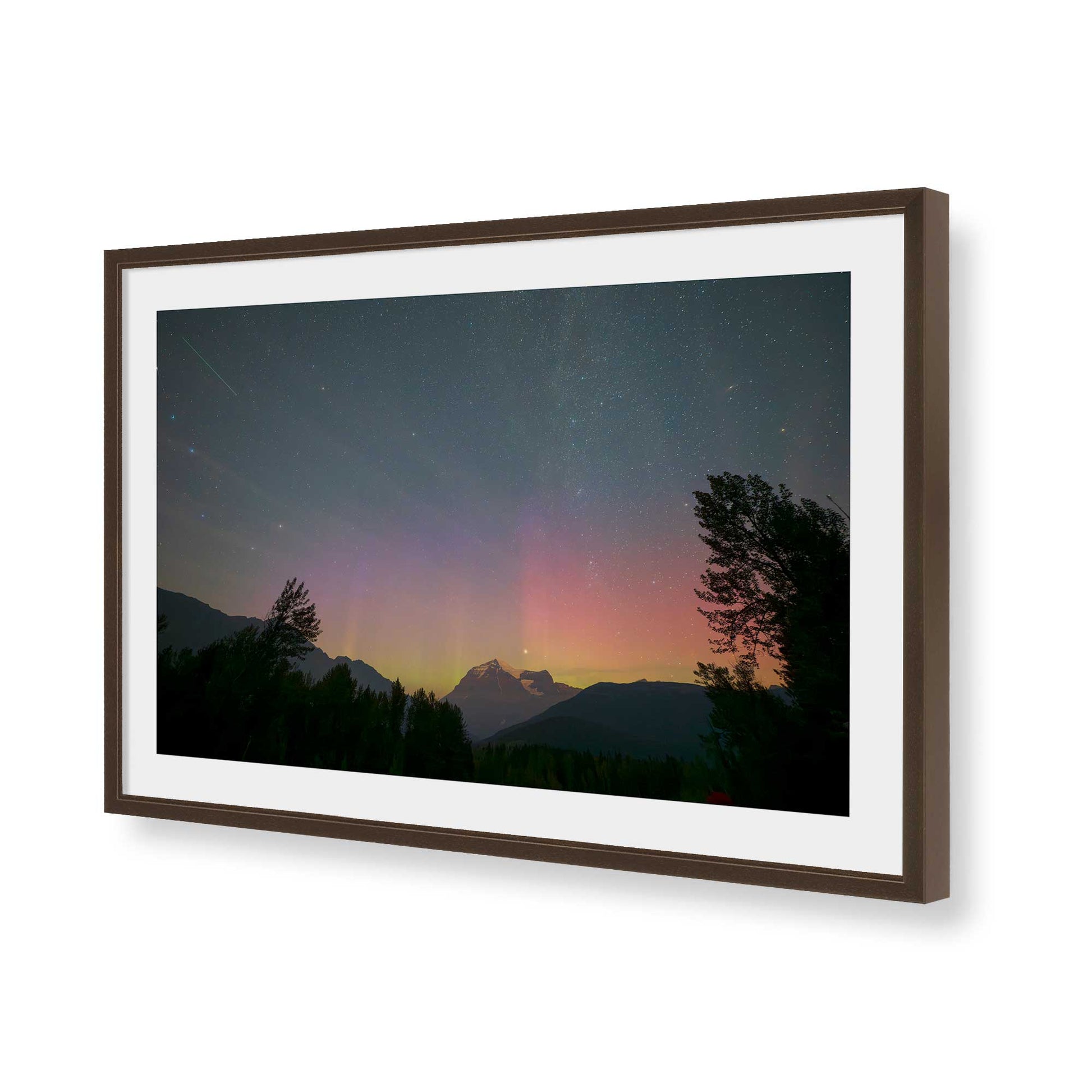 [Color:Brown], Picture of art in a Brown frame of the corner
