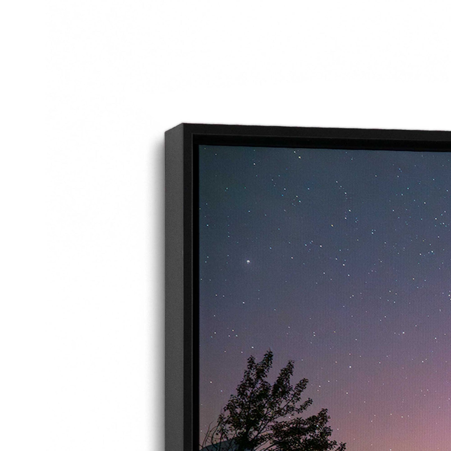[Color:Satin Black], Picture of art in a Satin Black frame at an angle