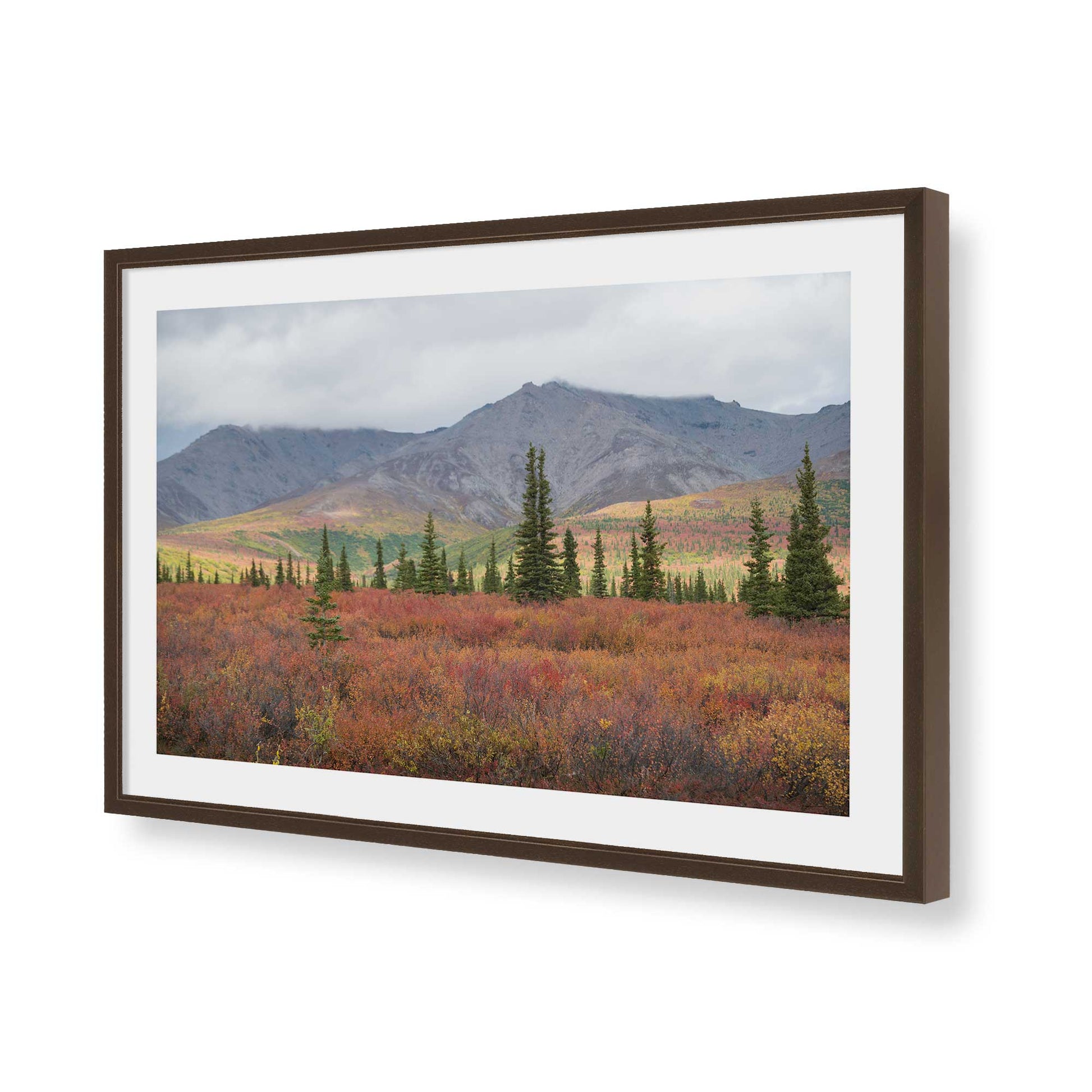 [Color:Brown], Picture of art in a Brown frame of the corner
