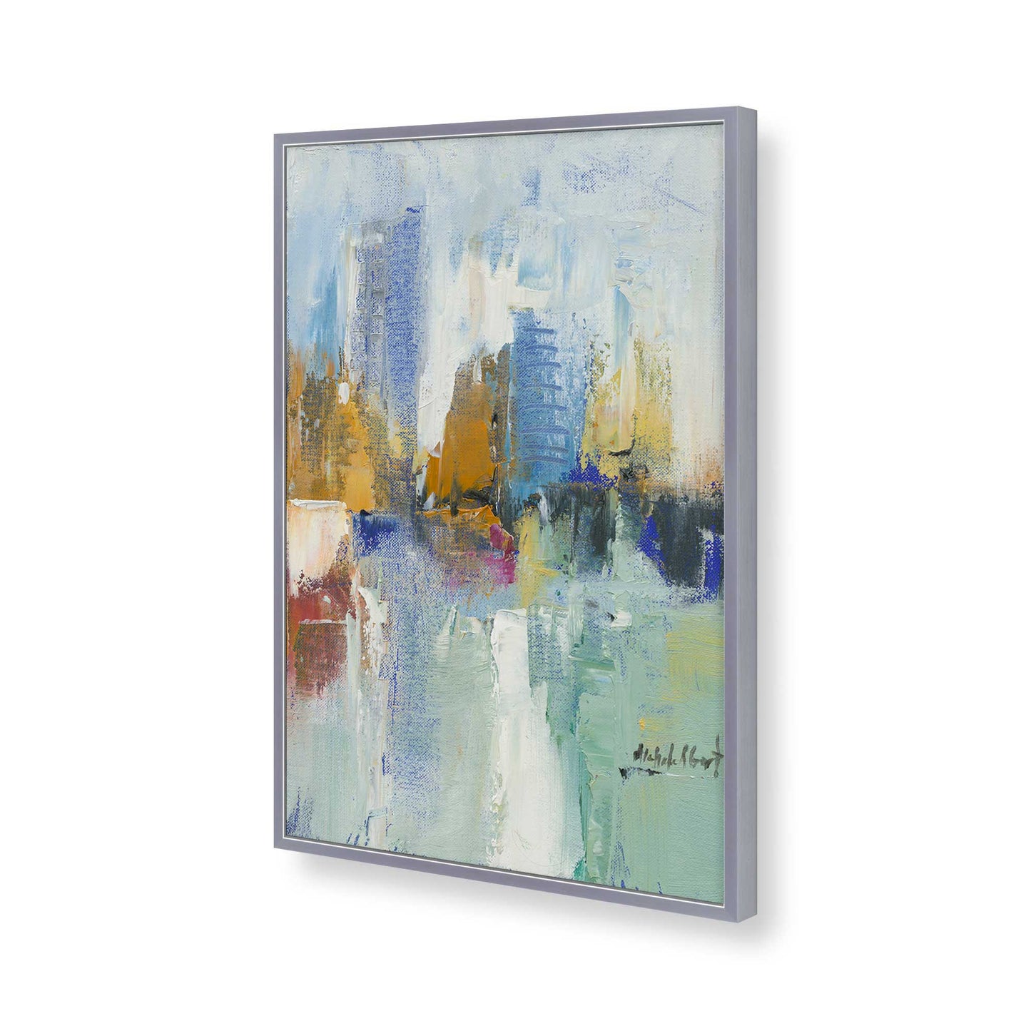 [Color:Polished Chrome], Picture of art in a Polished Chrome frame of the corner