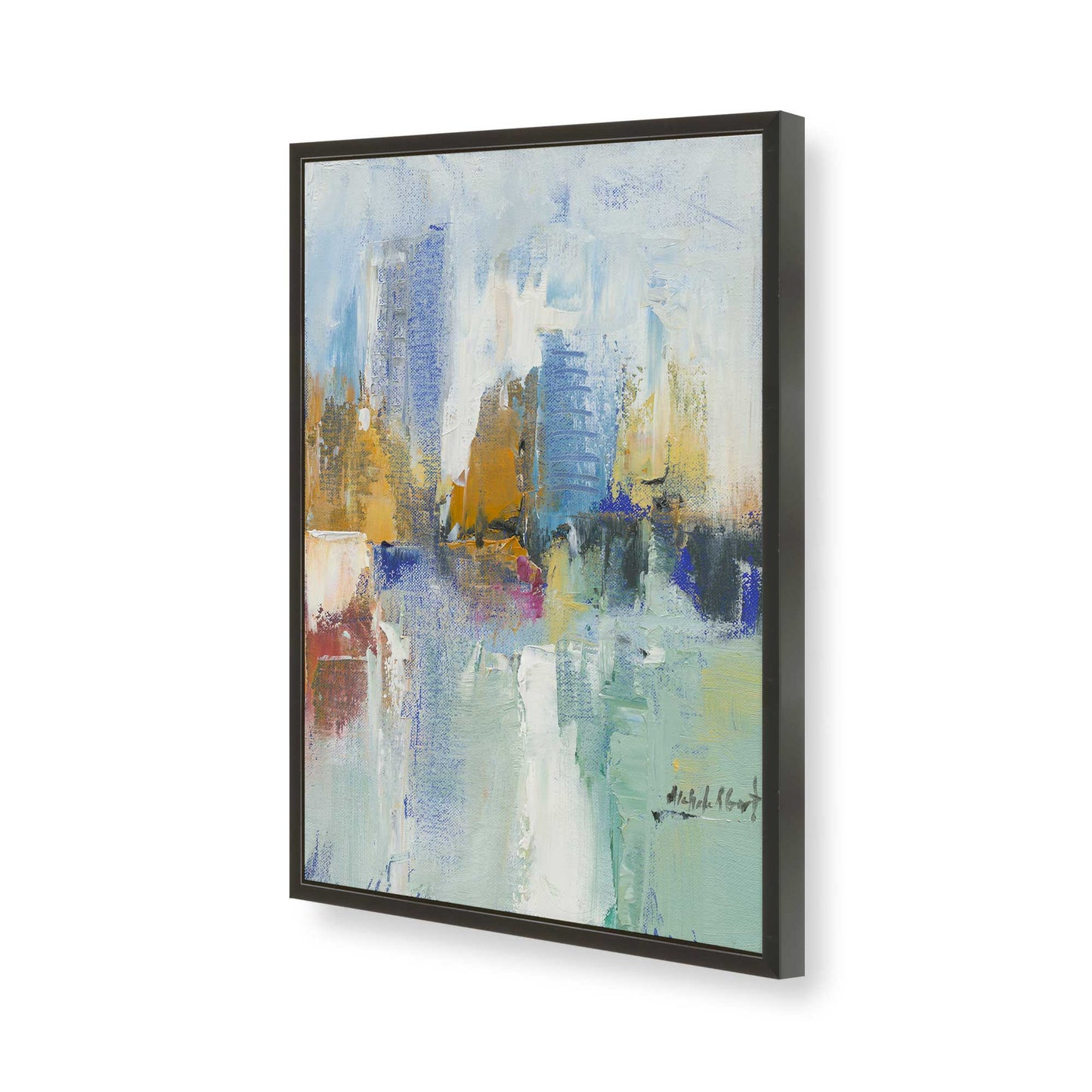 [Color:Satin Black], Picture of art in a Satin Black frame of the corner