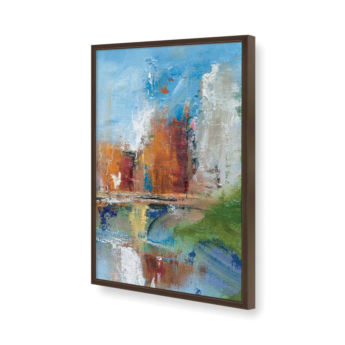 [Color:Brown], Picture of art in a Brown frame of the corner