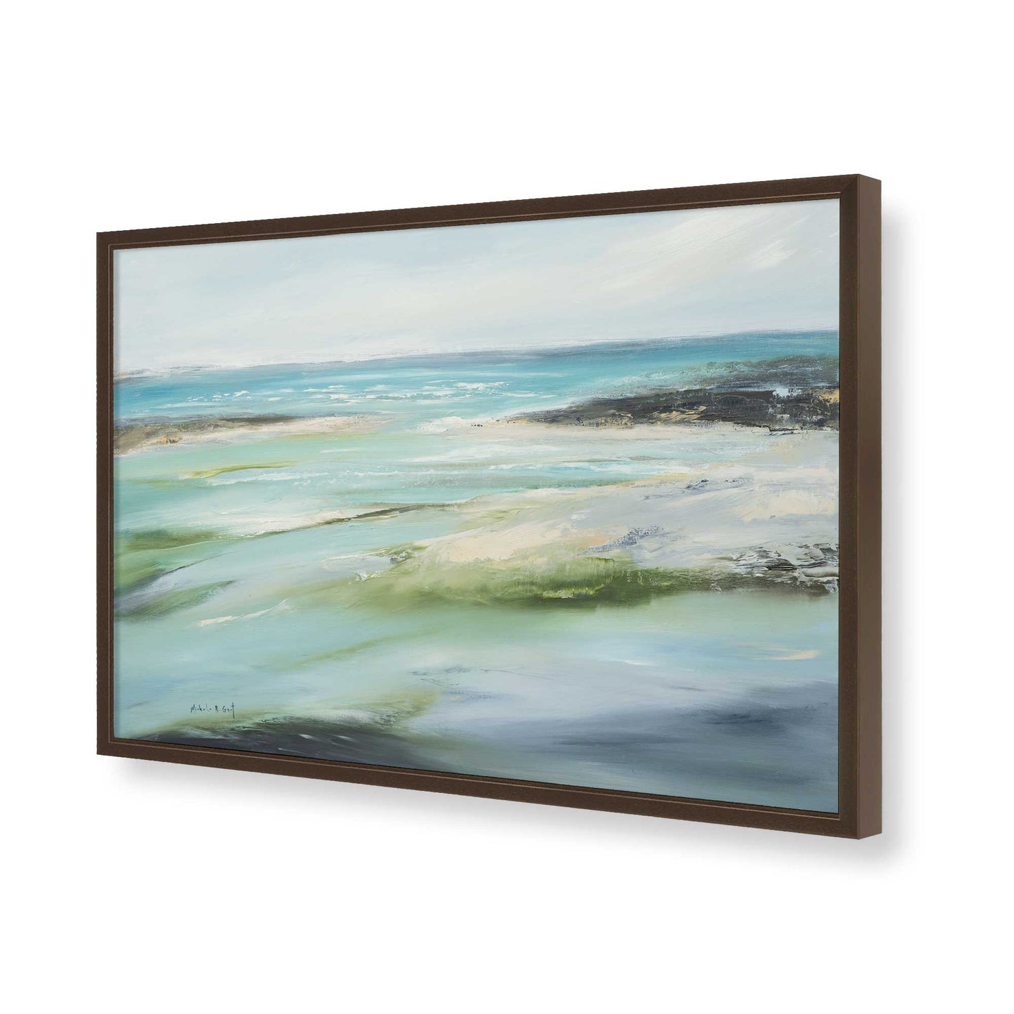 [Color:Brown], Picture of art in a Brown frame of the corner