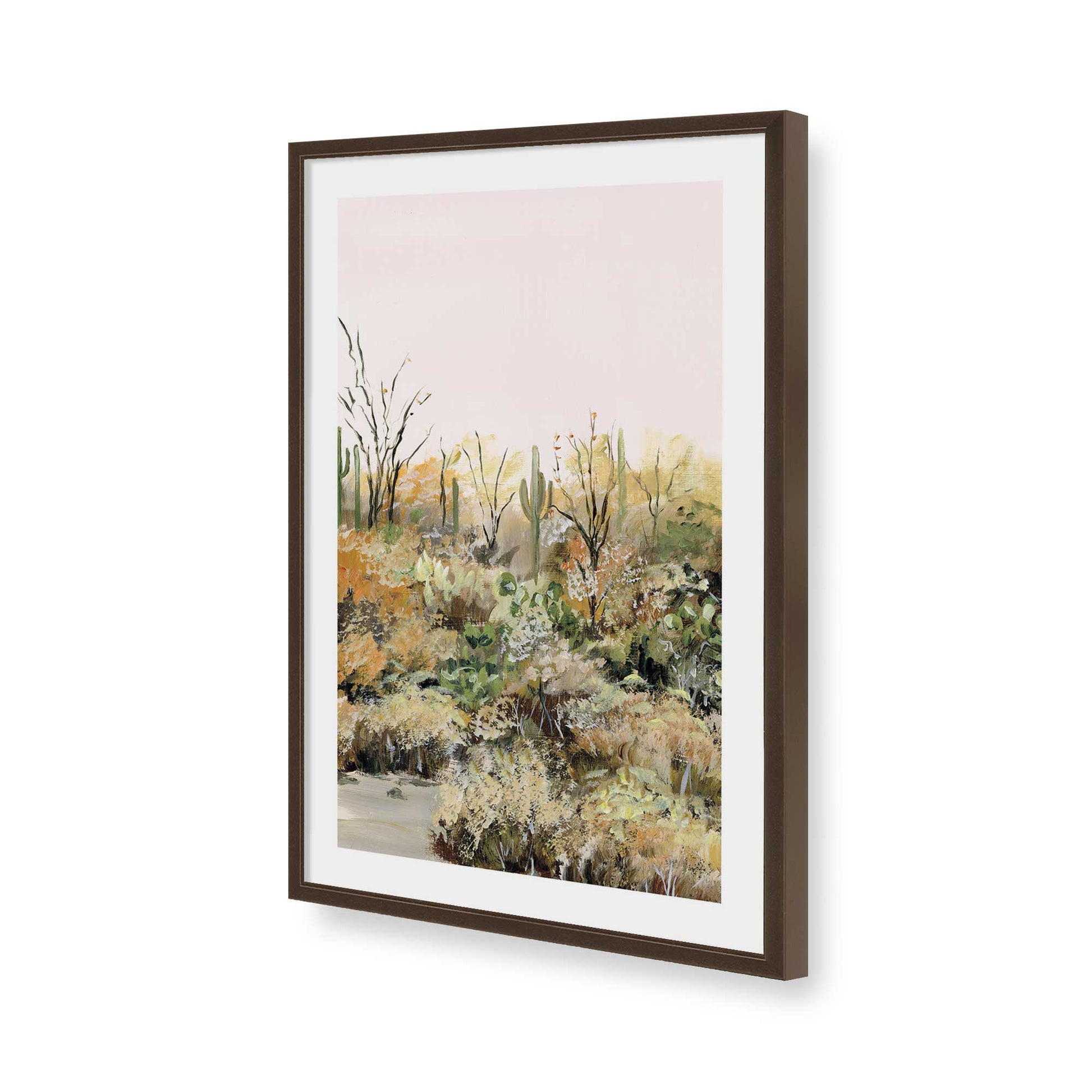 [Color:Brown], Picture of art in a Brown frame of the corner