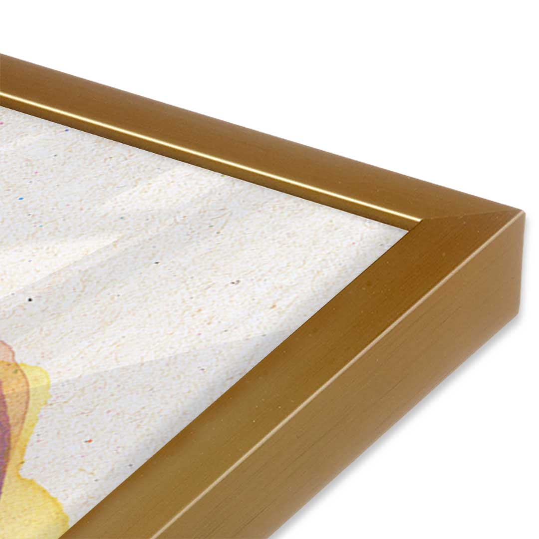 [Color:Polished Gold], Picture of art in a Polished Gold frame at an angle