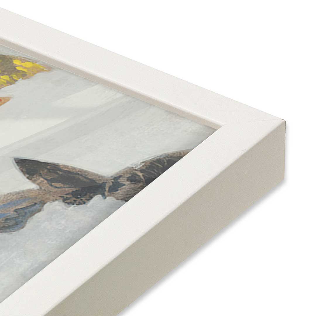 [Color:Opaque White], Picture of art in a Opaque White frame at an angle