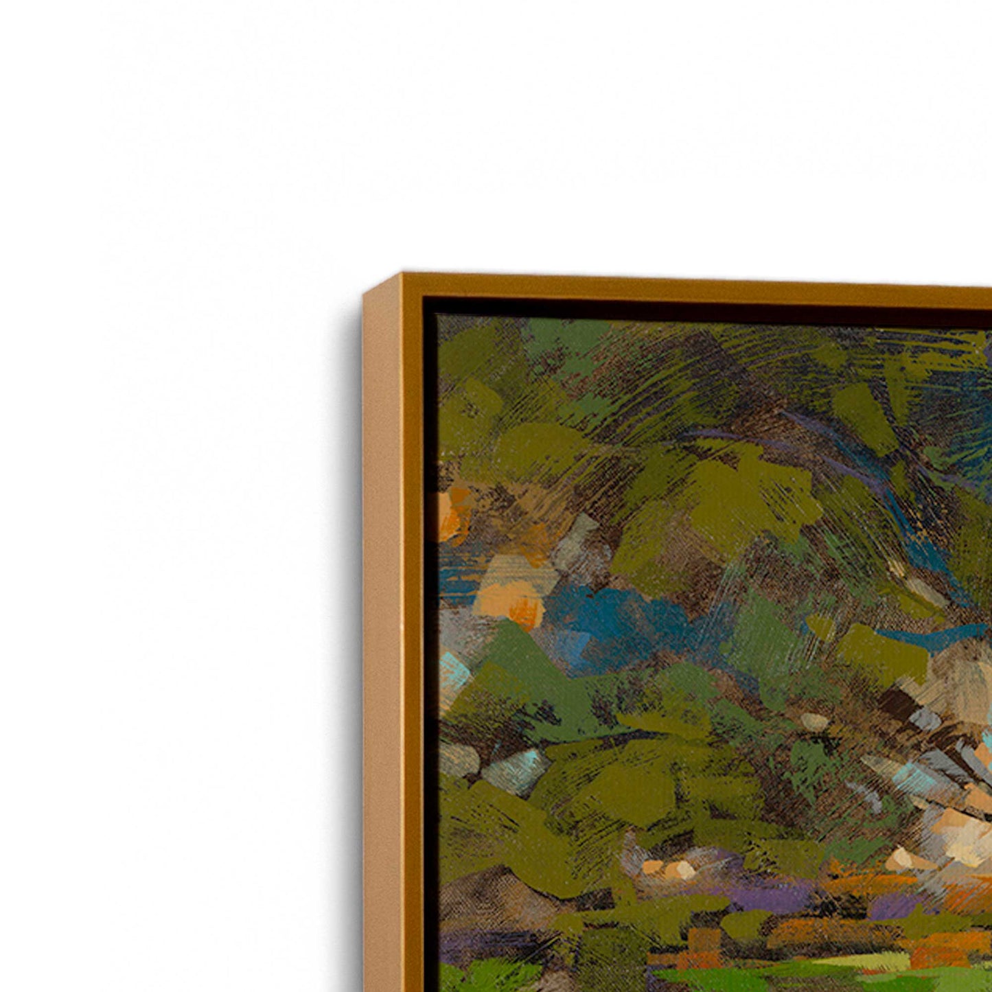 [Color:Polished Gold], Picture of art in a Polished Gold frame at an angle