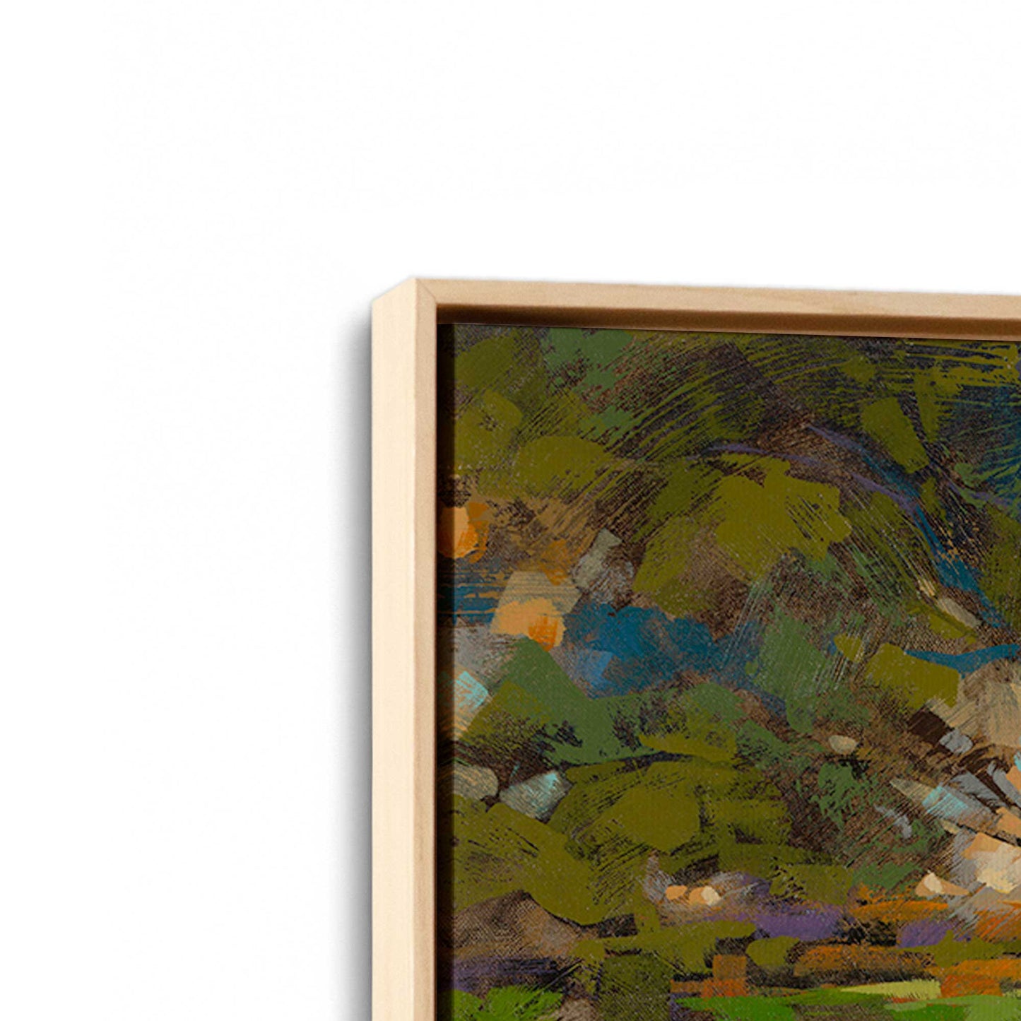 [Color:American Maple], Picture of art in a American Maple frame at an angle