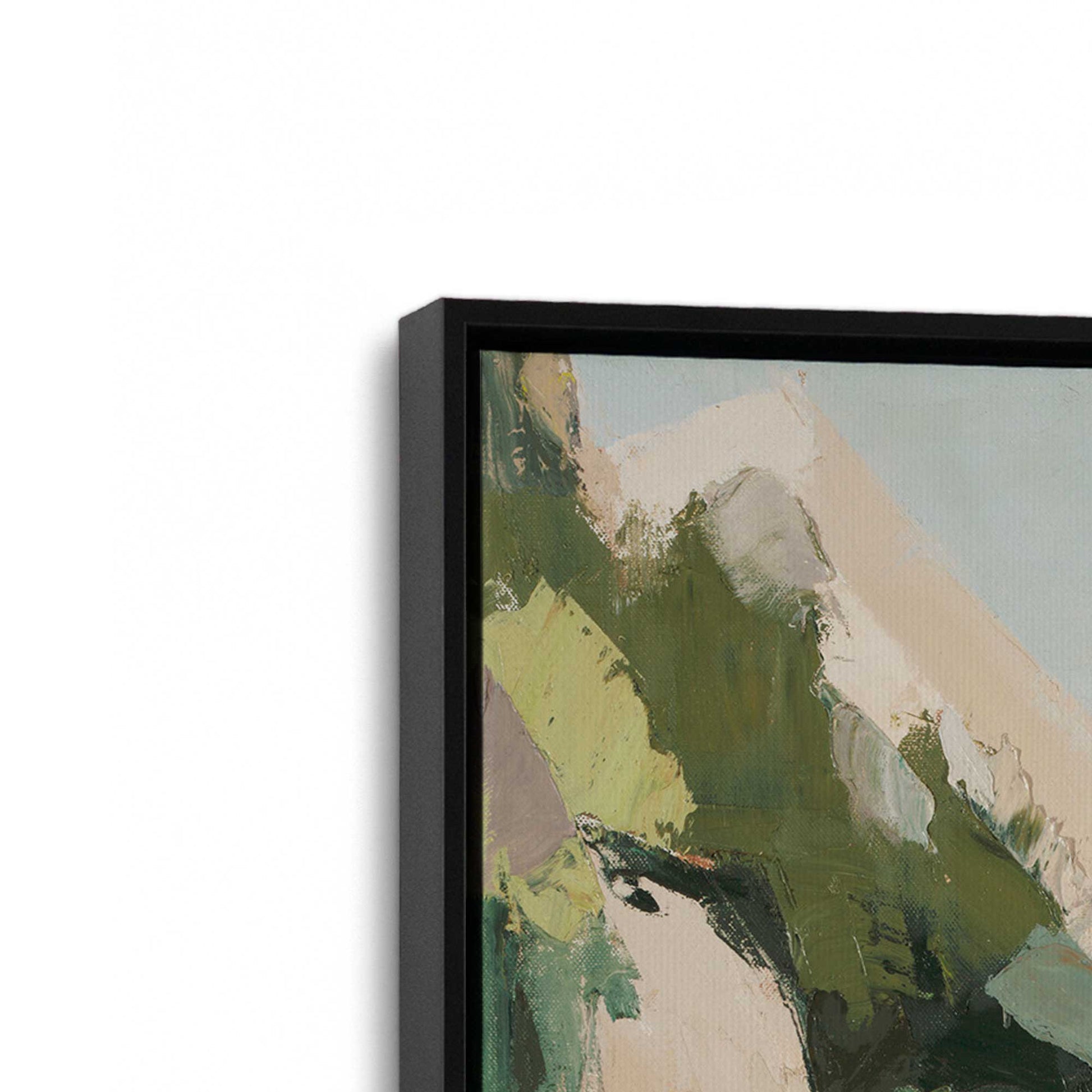 [Color:Satin Black], Picture of art in a Satin Black frame at an angle
