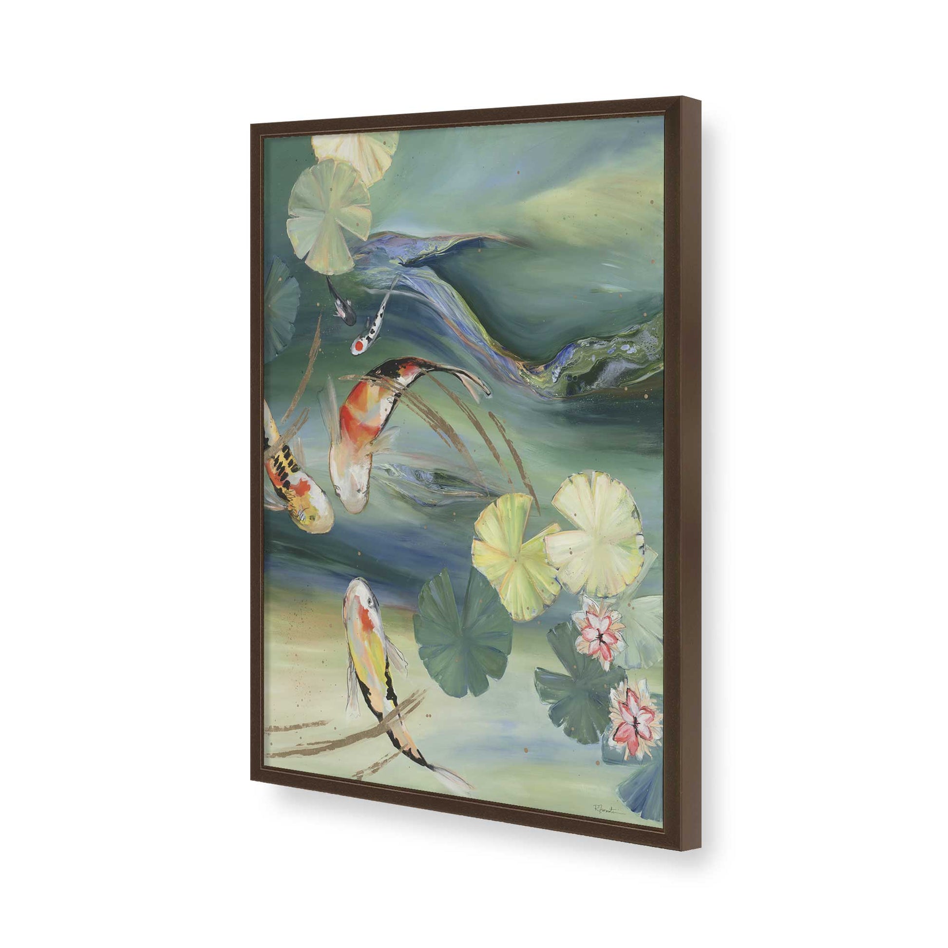 [Color:Brown], Picture of art in a Brown frame of the corner