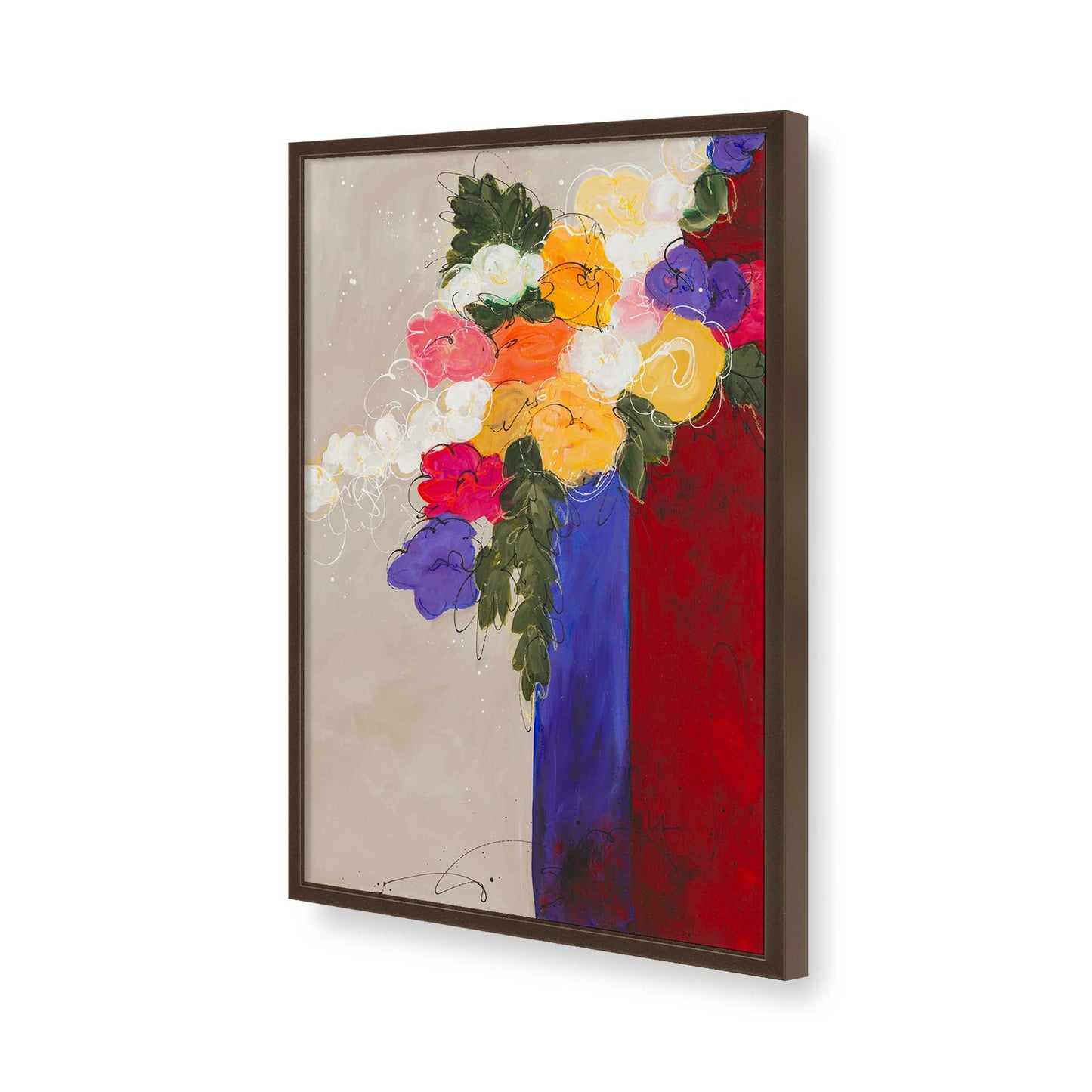 [Color:Brown], Picture of art in a Brown frame of the corner