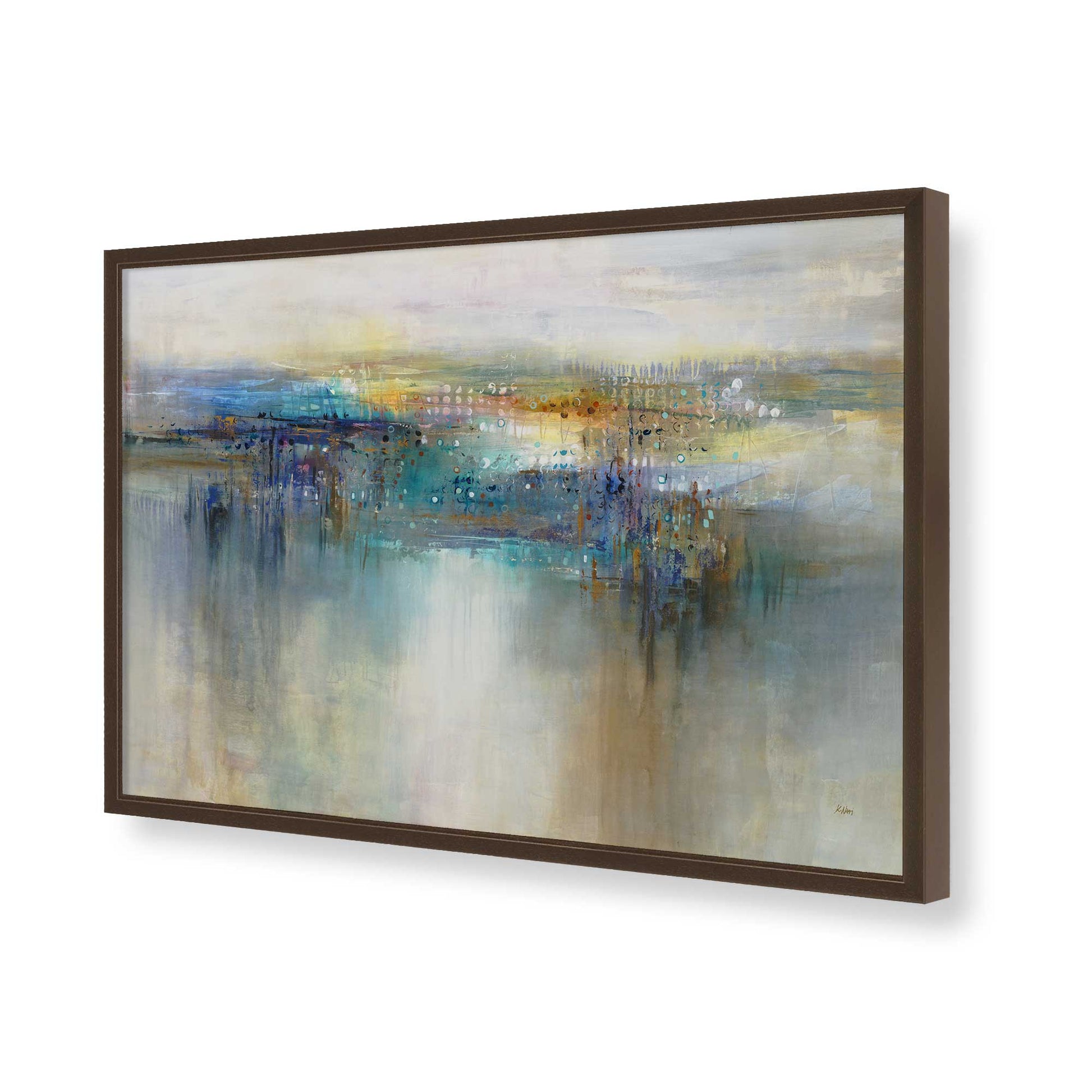 [Color:Brown], Picture of art in a Brown frame of the corner